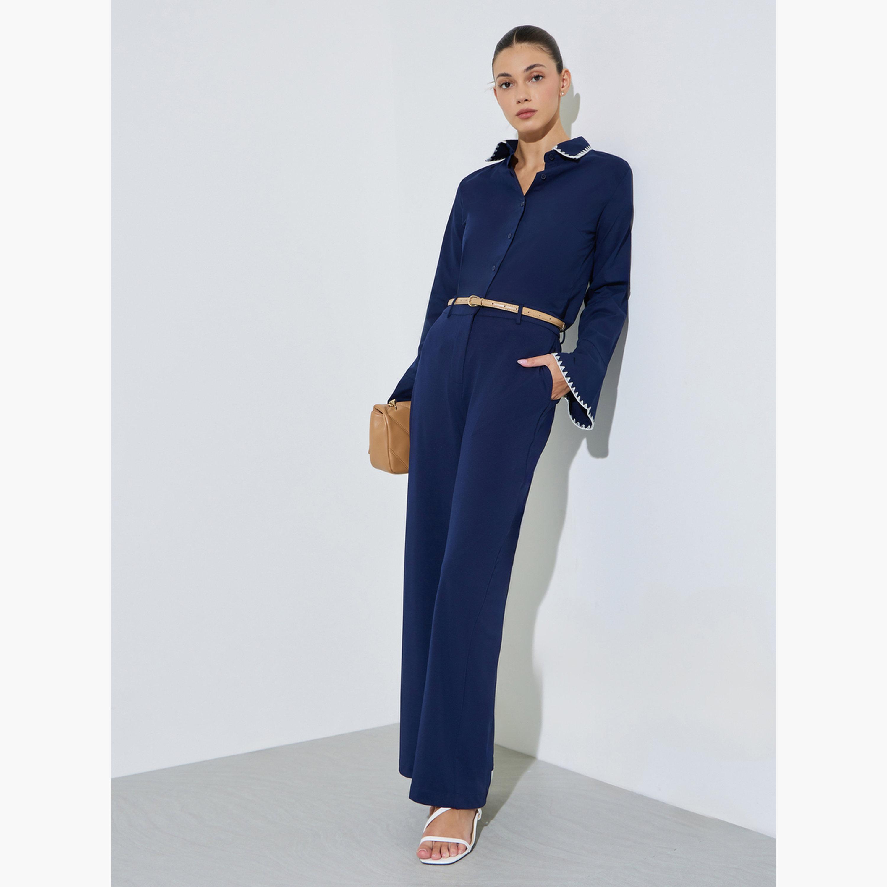 بلوزة قطن ضيقة بتطريز مُتباين-women-clothing-shirtsandblouses-shirts-image-2