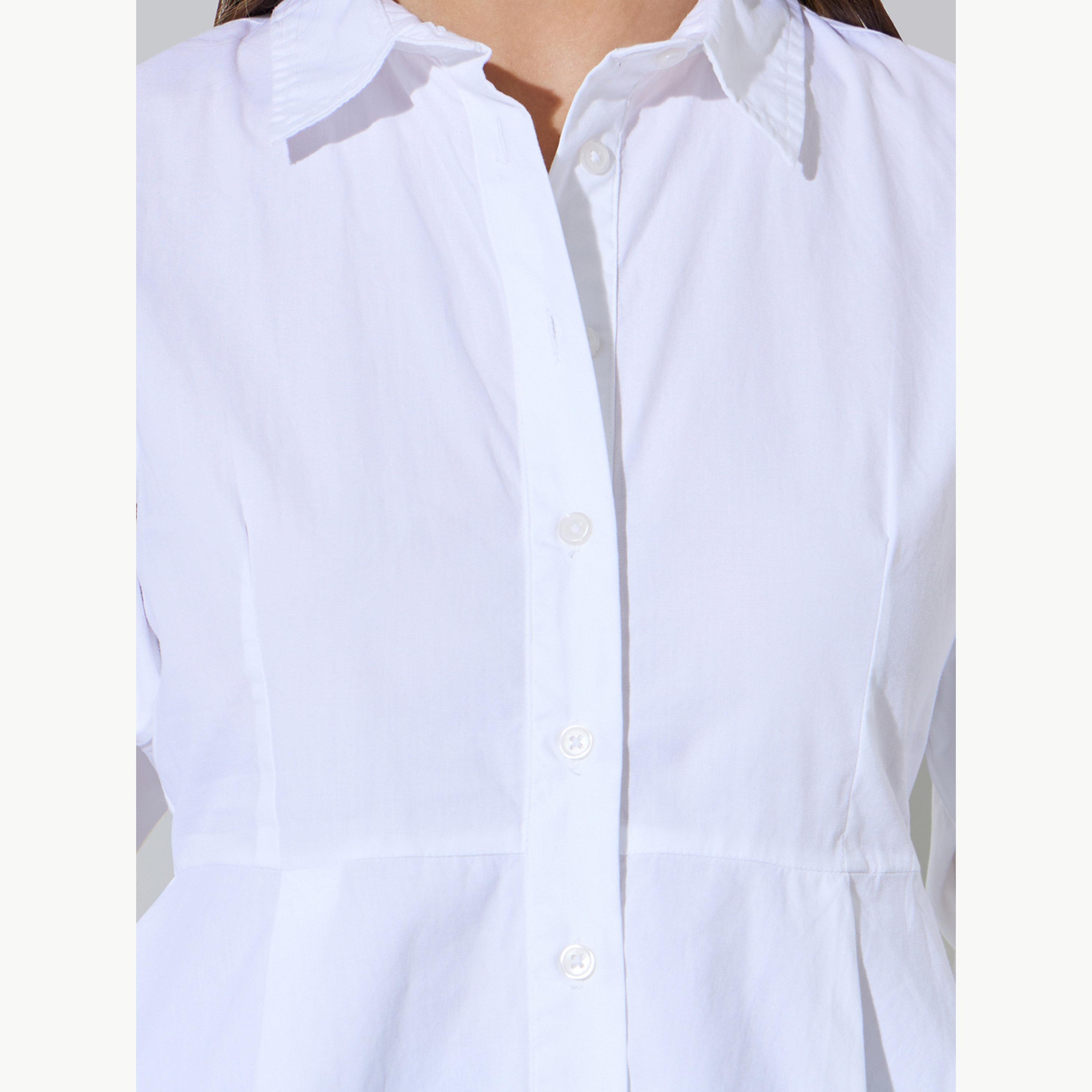 Styli White Regular Fit Cotton Peplum Shirt-women-clothing-shirtsandblouses-shirts-image-5