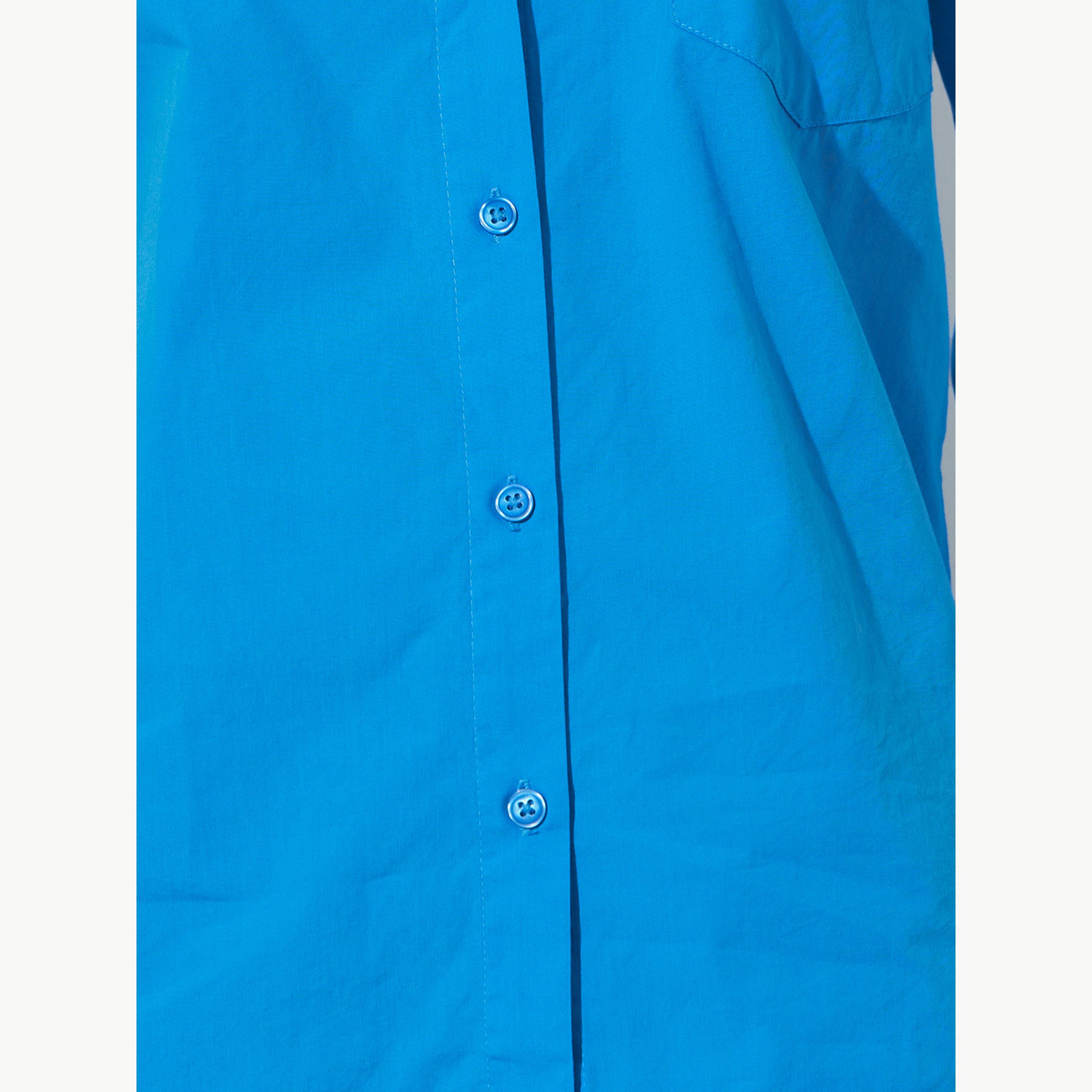 بلوزة قطن واسعة مع حافة خلفية بفتحة-women-clothing-shirtsandblouses-shirts-image-4