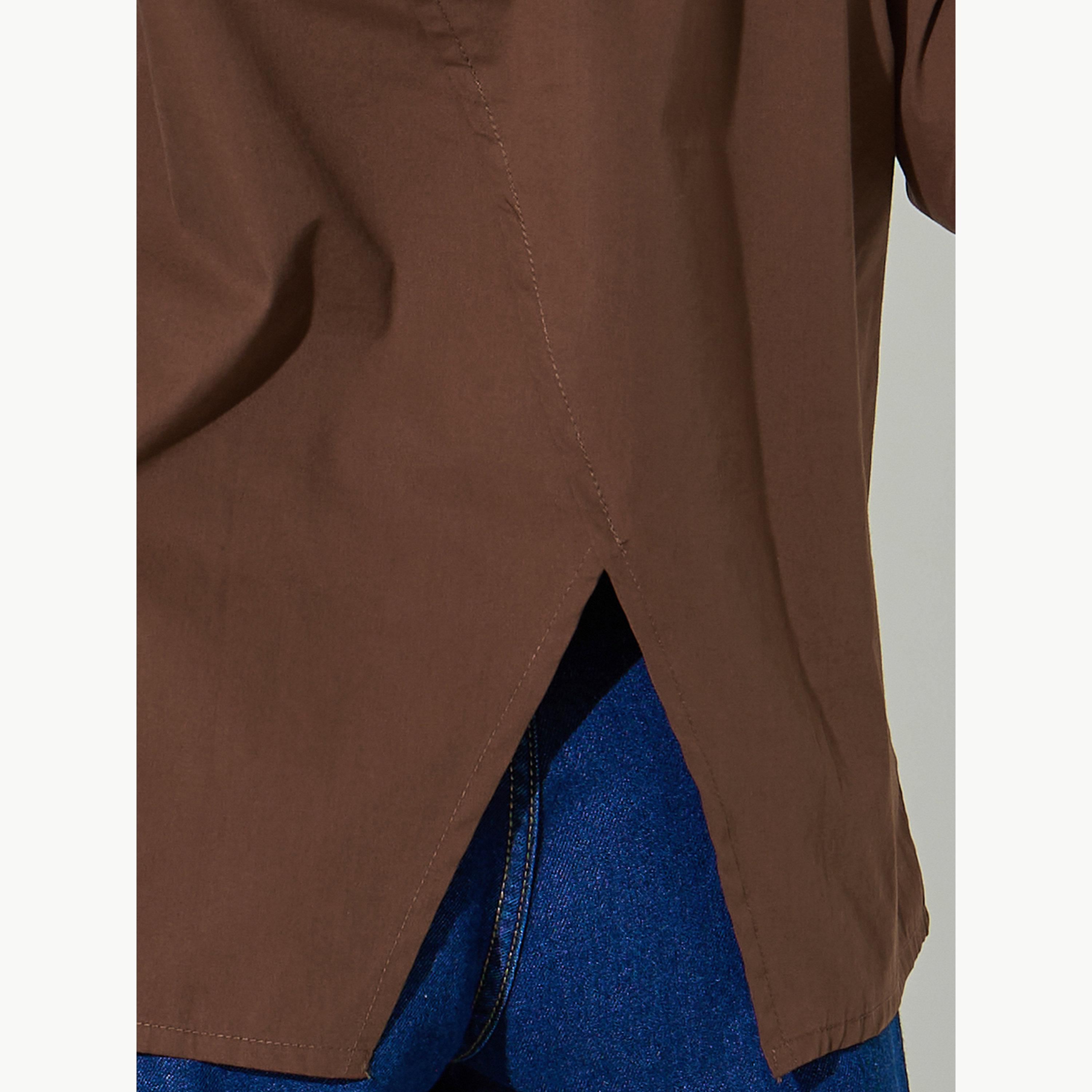 بلوزة قطن واسعة مع حافة خلفية بفتحة-women-clothing-shirtsandblouses-shirts-image-5