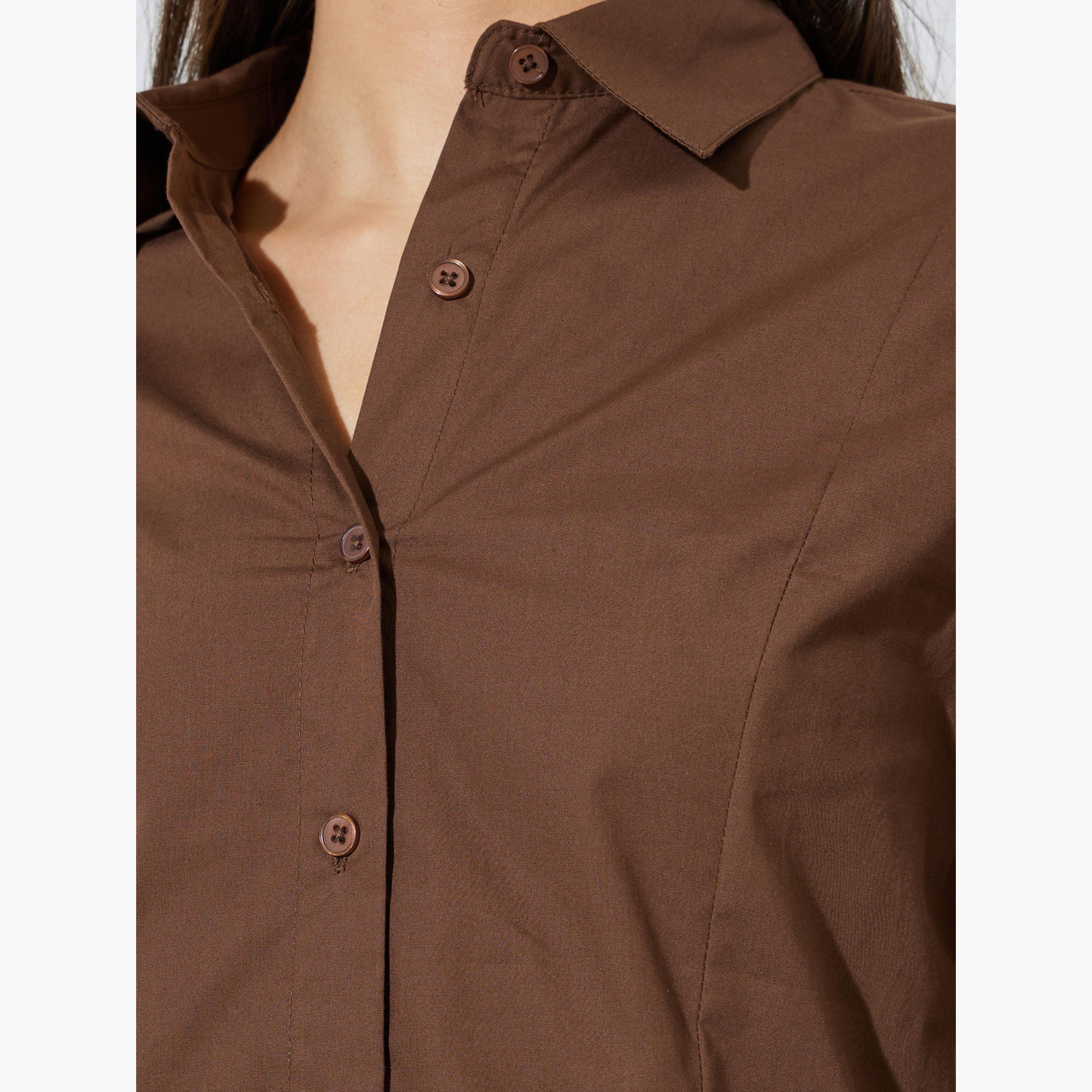 بلوزة سادة قطن بقصة سليم فت-women-clothing-shirtsandblouses-shirts-image-5