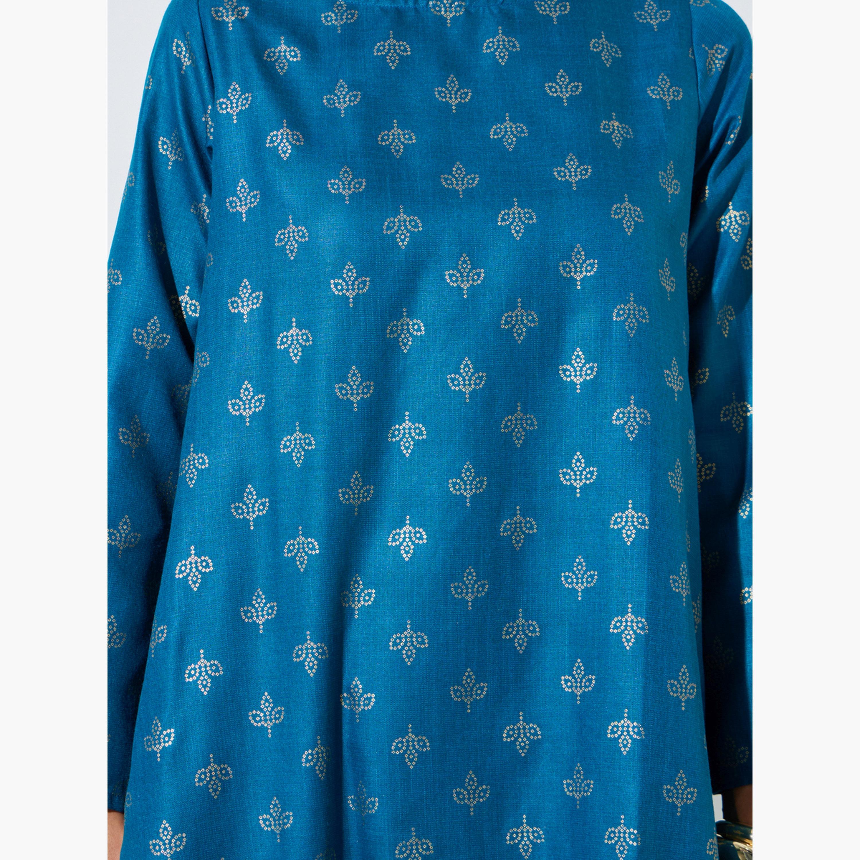 جلابية طويلة بتفاصيل جيب وطبعة جرافيك-women-arabicclothing-sets-image-5
