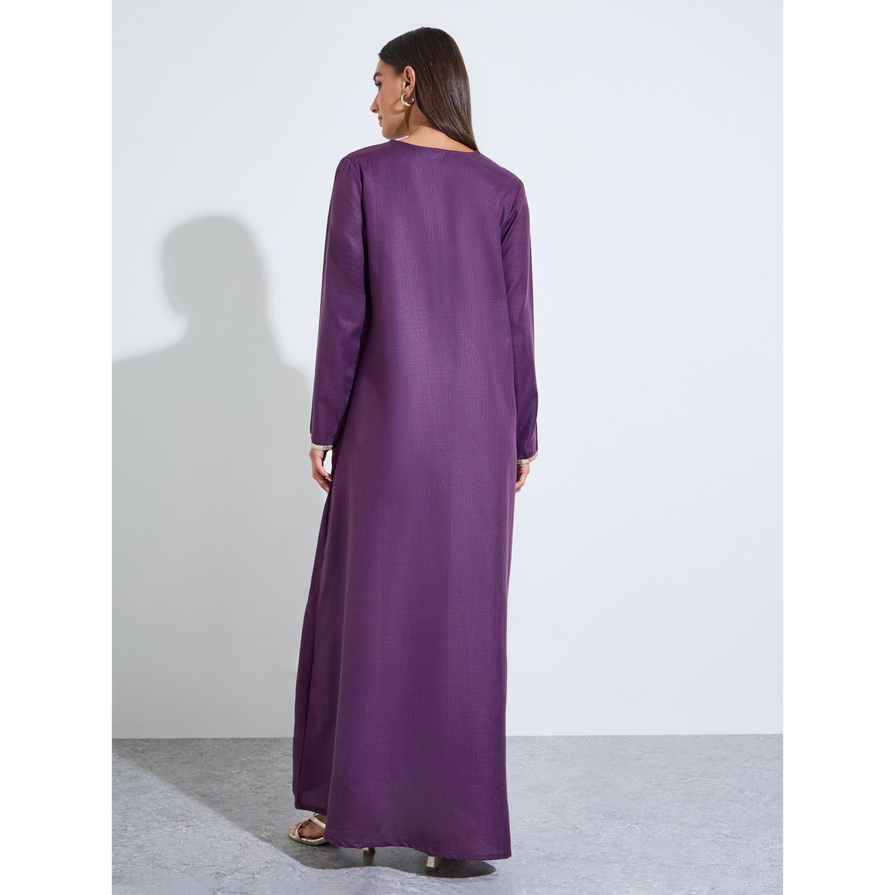 Amirah X Styli Purple Embroidered Long Slevves maxi Jalabiya-women-arabicclothing-jalabiyas-image-3