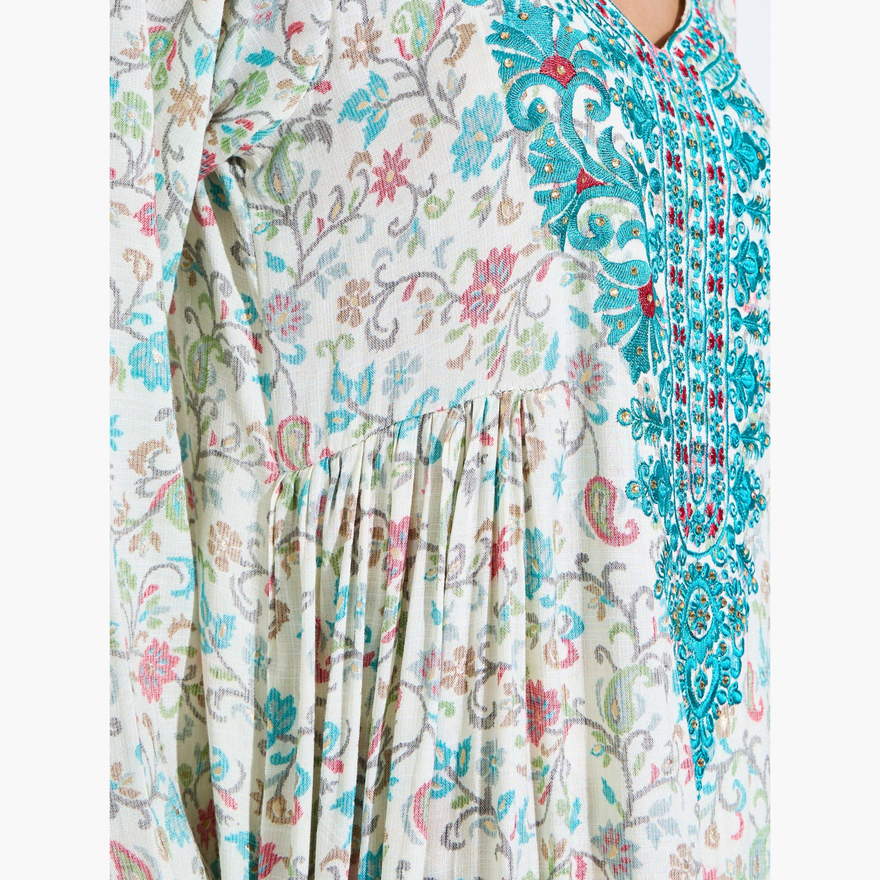 اميرة × ستايلي - جلابية ماكسي مطرزة بالزهور الخضراء-women-arabicclothing-jalabiyas-image-4