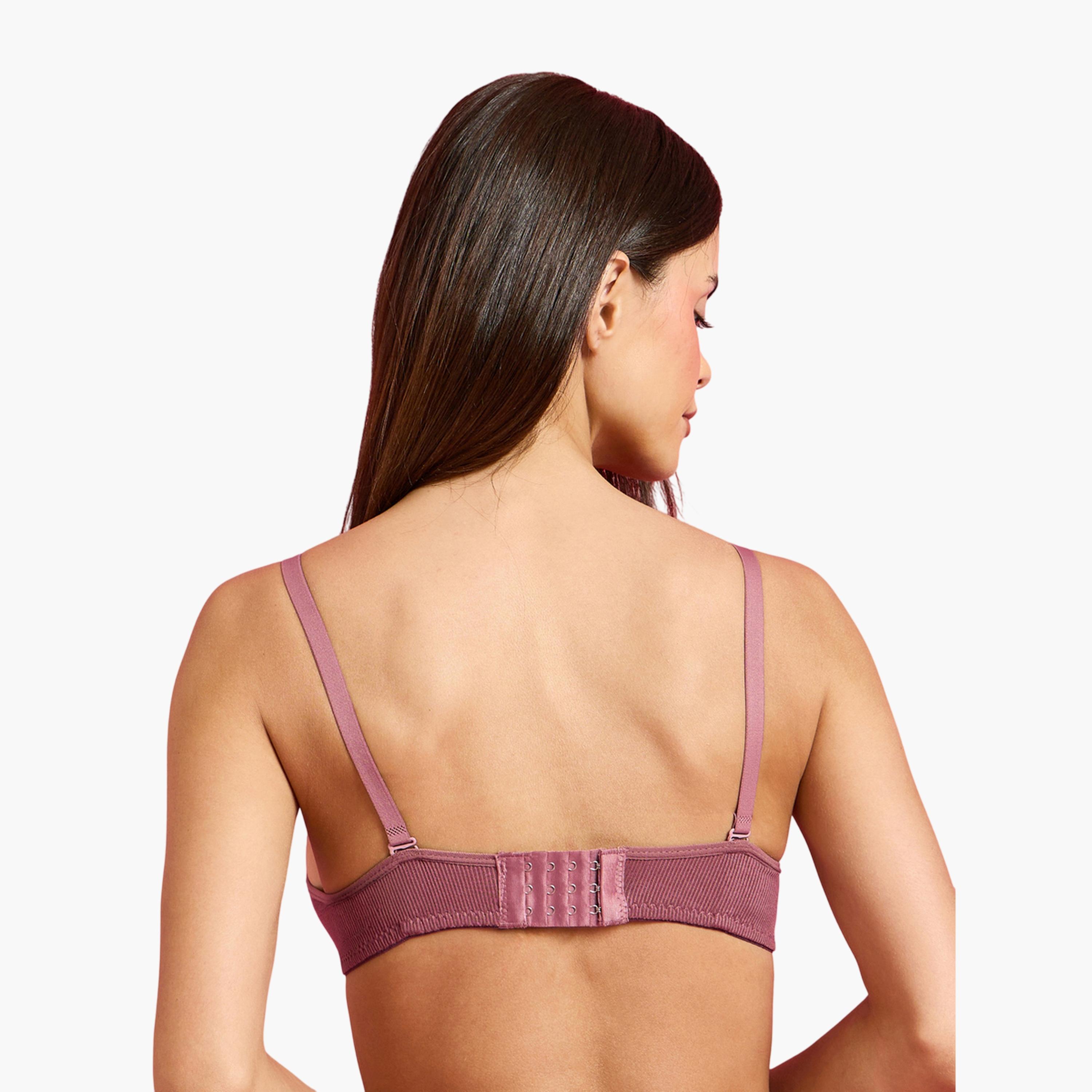 مجموعة من 2 صدرية تيشيرت مضلعة ومبطنة دون سلك مع تفاصيل دانتيل-women-clothing-lingerie-bras-image-5