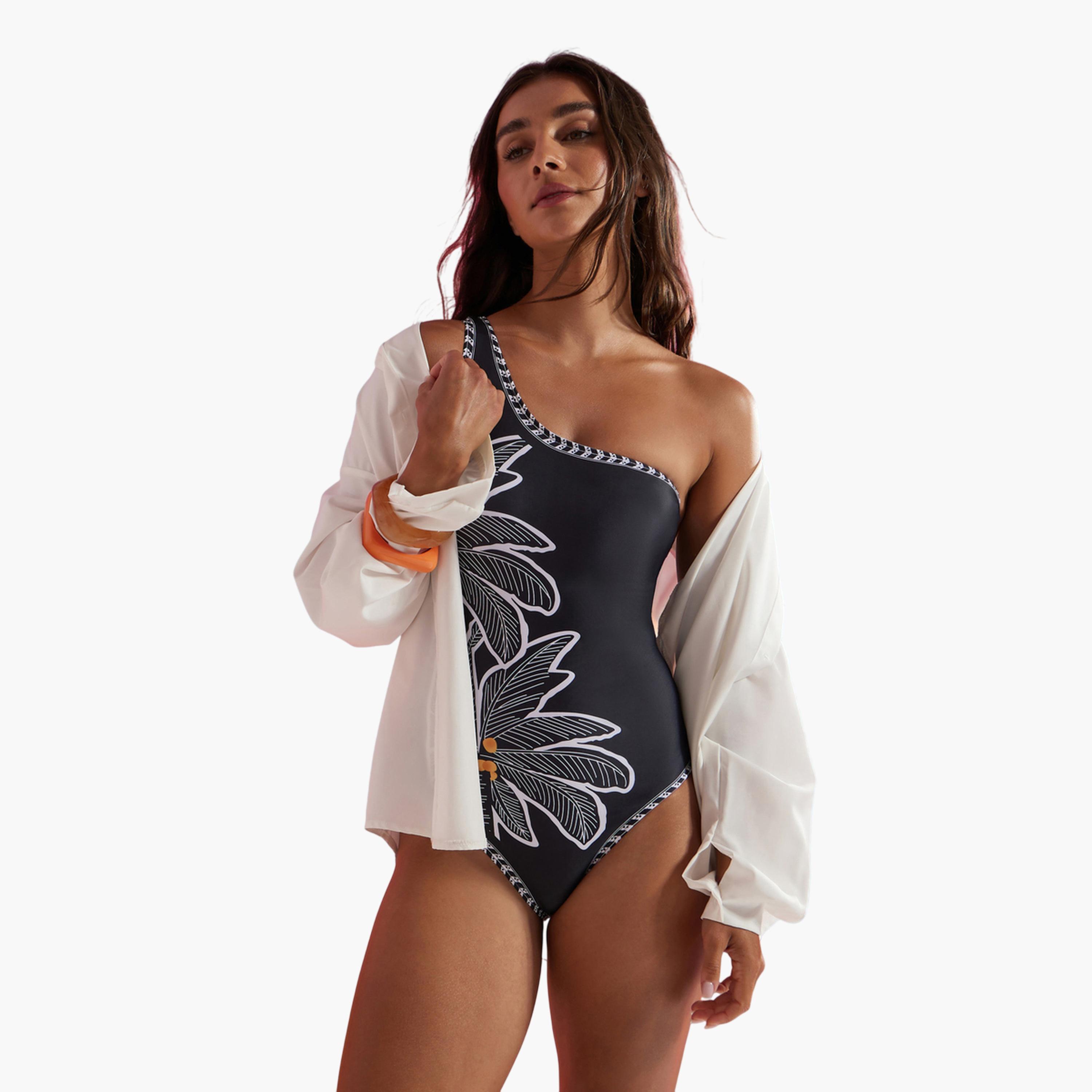 Styli Black Placement Print One Shoulder Padded Swimsuit-women-clothing-swimandbeach-swim-swimsuits-image-2