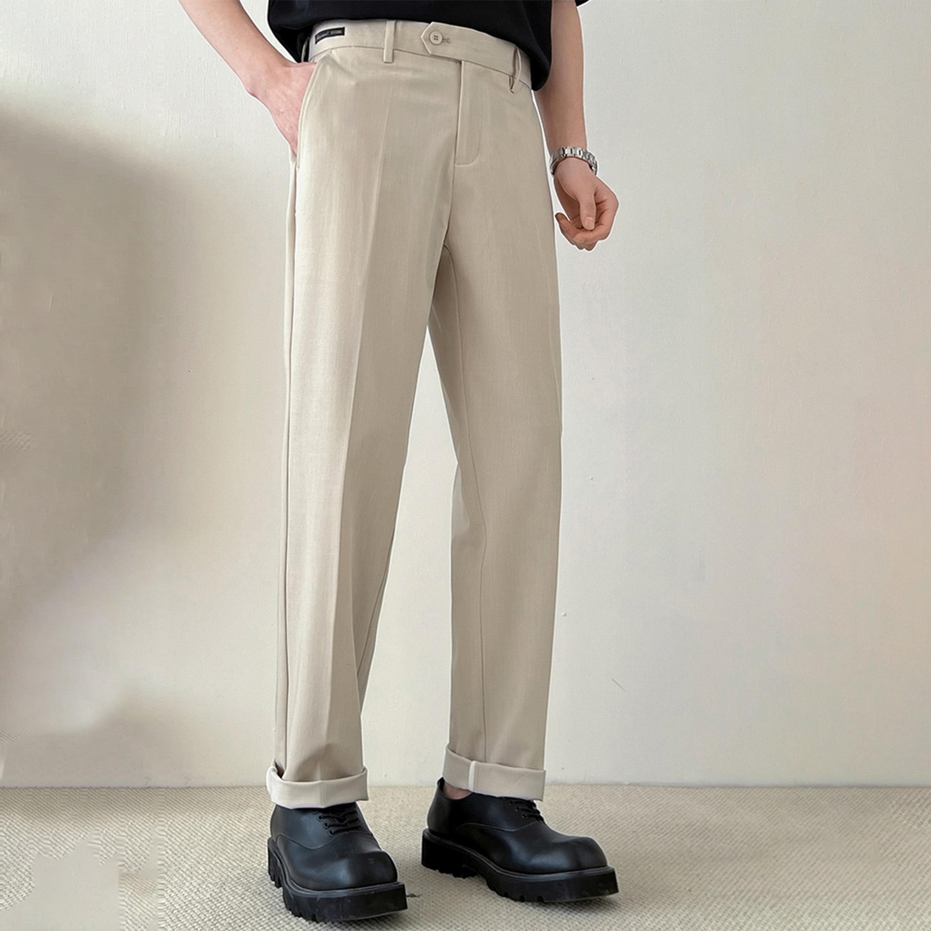 Take Two Men Beige Straight Leg Trousers-men-clothing-trousersandchinos-trousers-image-1