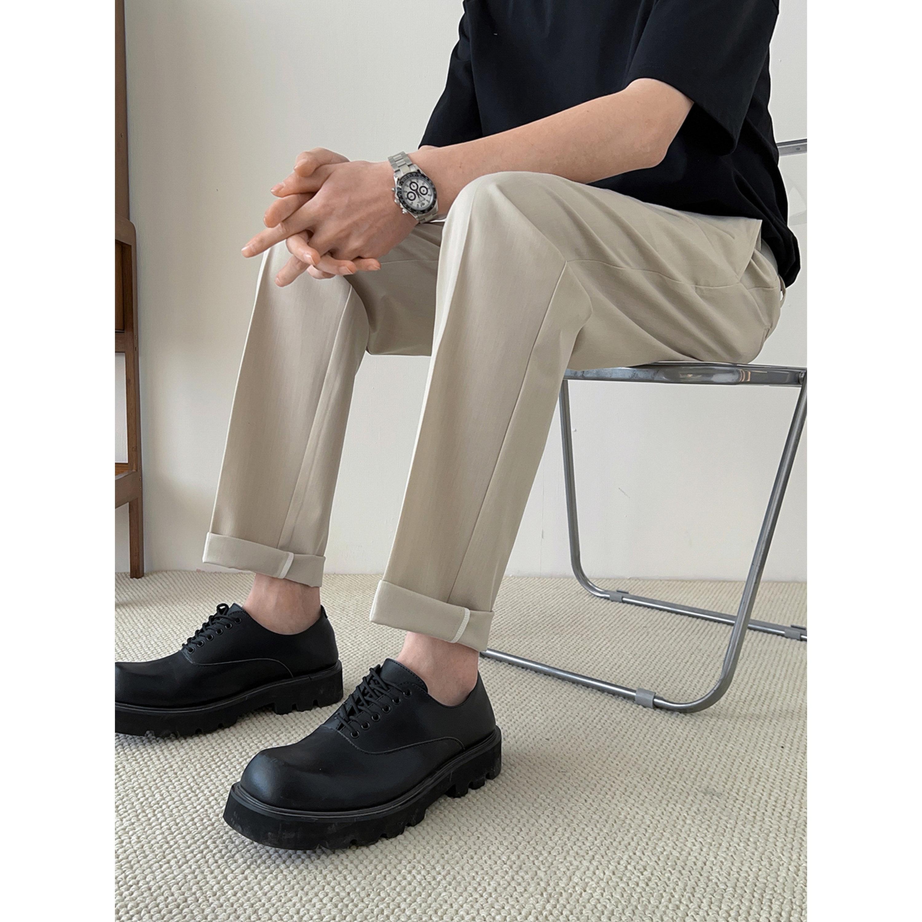 Take Two Men Beige Straight Leg Trousers-men-clothing-trousersandchinos-trousers-image-2