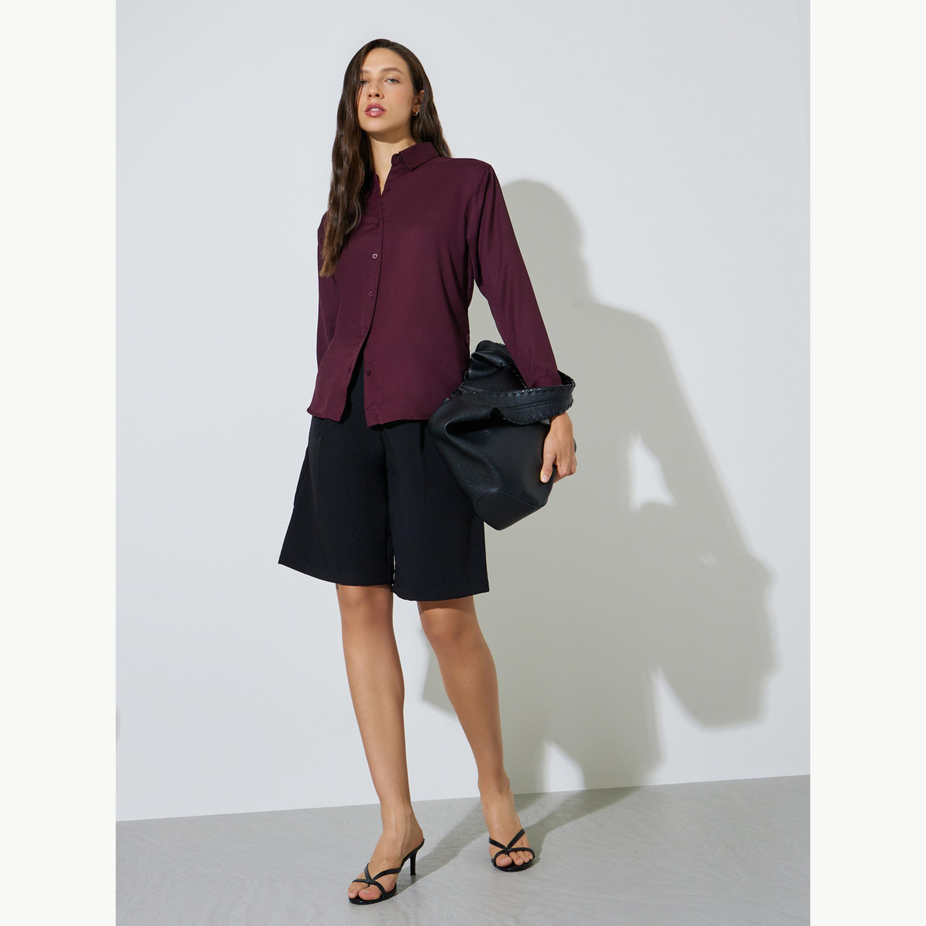 بلوزة واسعة بتصميم طويل وحافة منحنية-women-clothing-shirtsandblouses-shirts-image-2