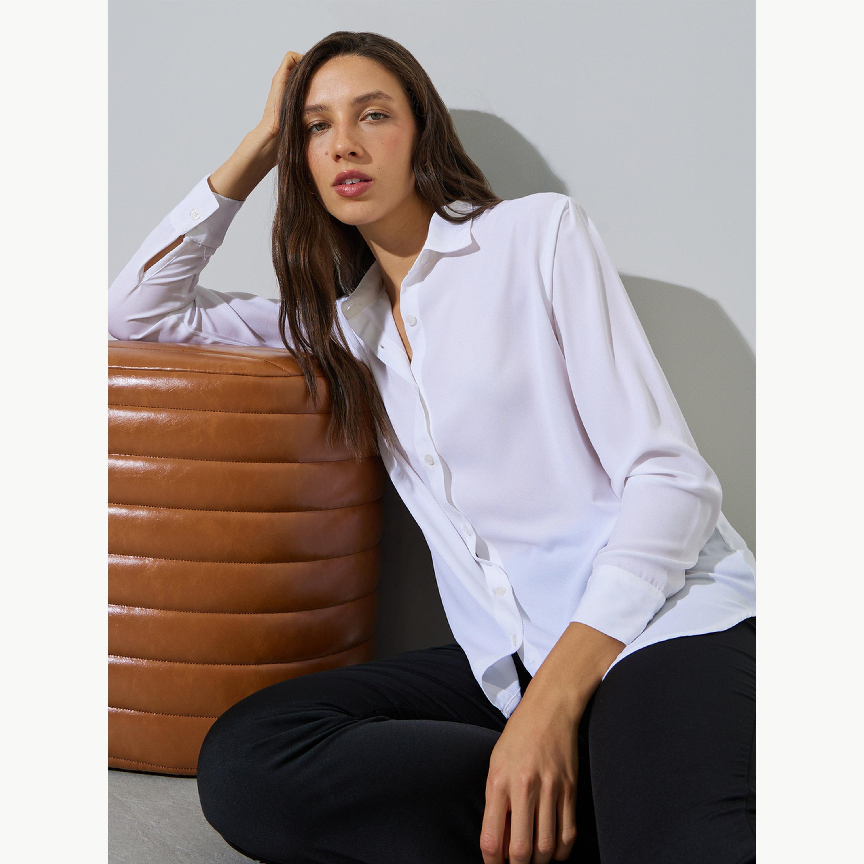 Styli Off White Oversized Longline Shirt with Curved Hem-women-clothing-shirtsandblouses-shirts-image-3