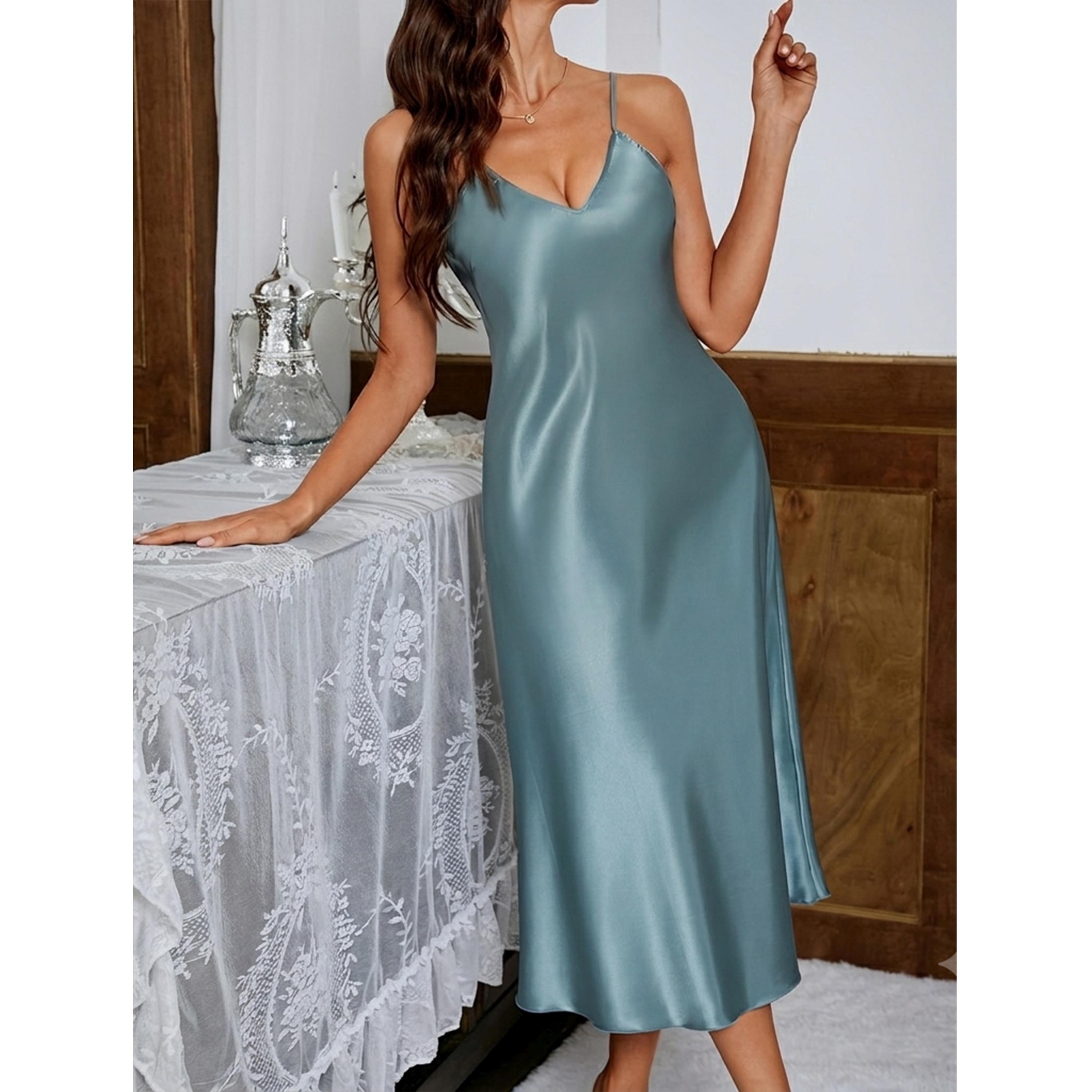 Take Two Blue Satin Slip Dress-women-clothing-nightwear-nighties-image-5
