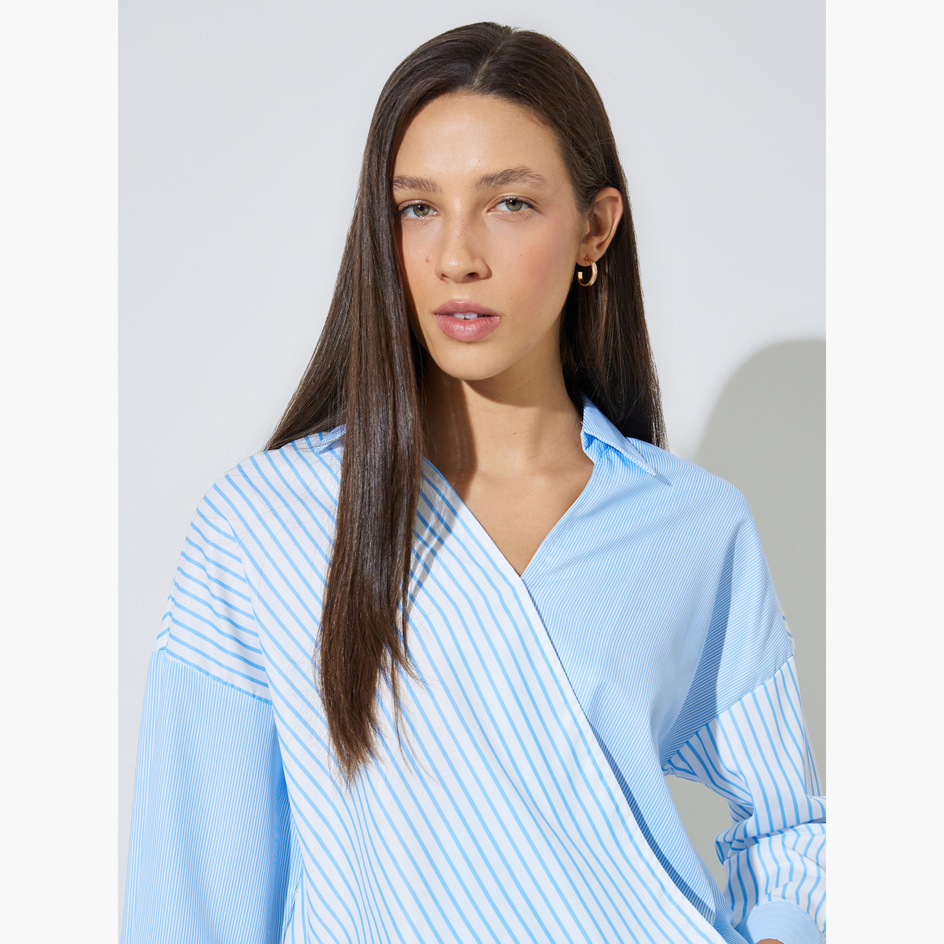 ستايلي - قميص أزرق فاتح مخطط ملفوف من الأمام-women-clothing-shirtsandblouses-blouses-image-3