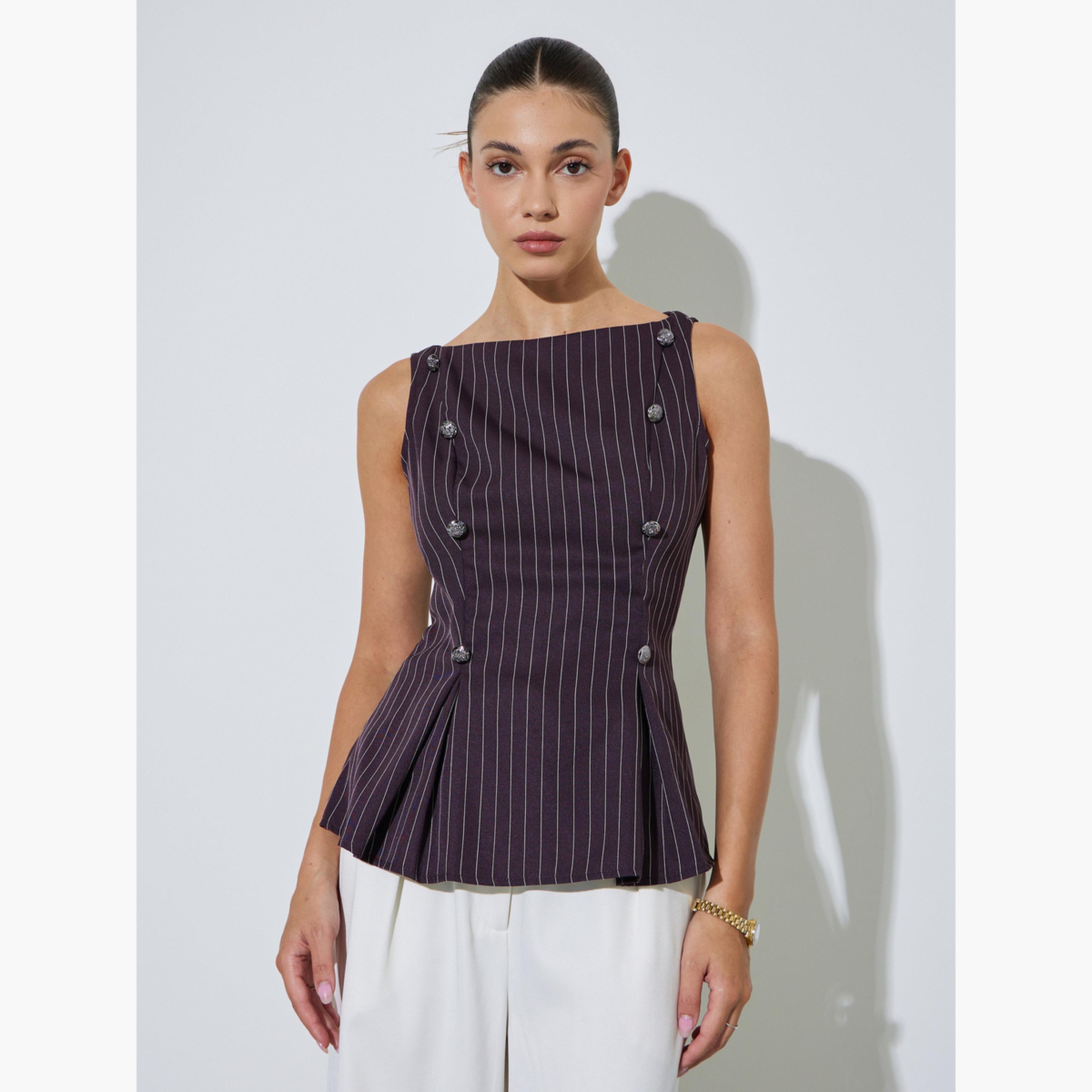 بلوزة بيبلوم بلا أكمام ومخططة-women-clothing-shirtsandblouses-blouses-image-1