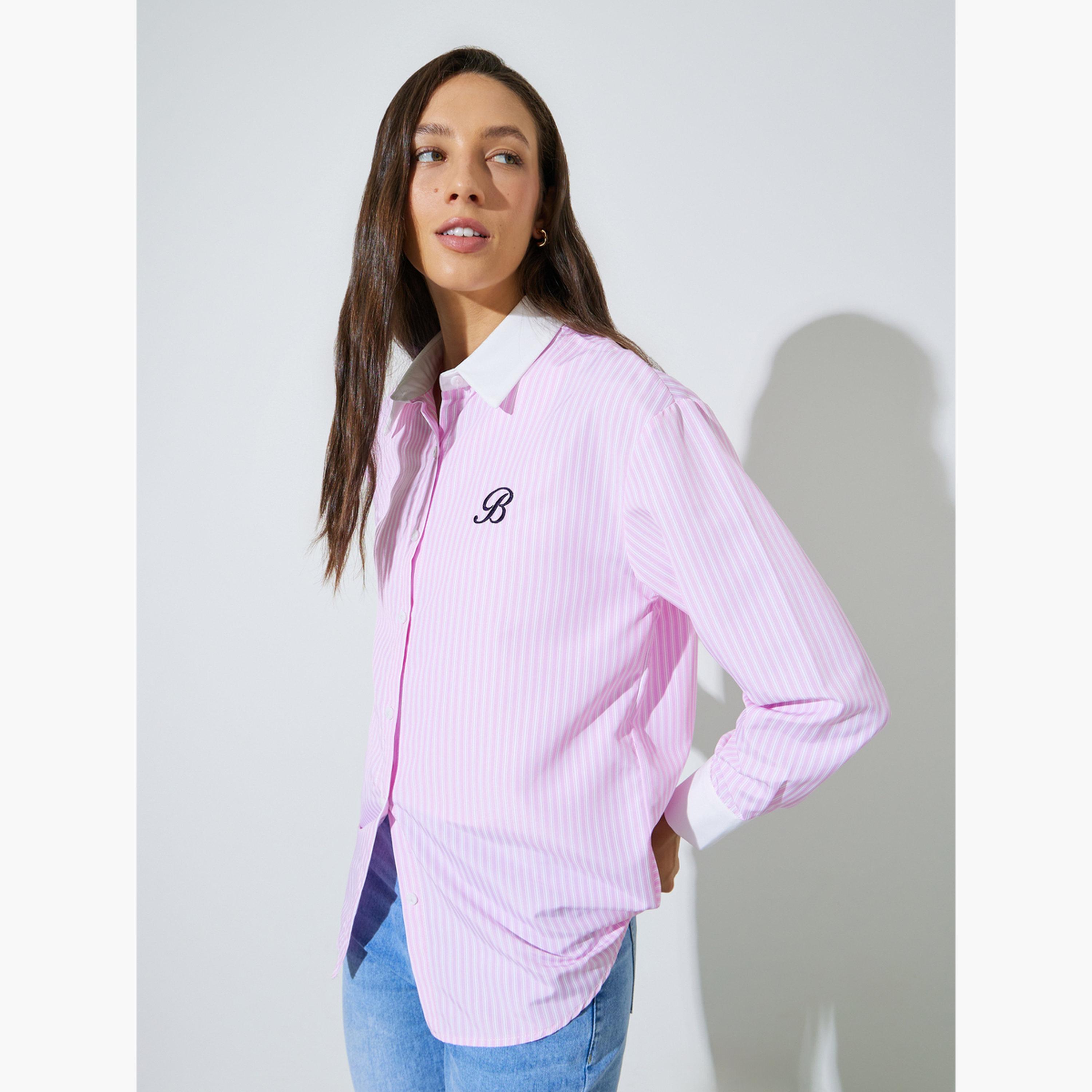 قميص واسع طويل ومخطط-women-clothing-shirtsandblouses-shirts-image-1