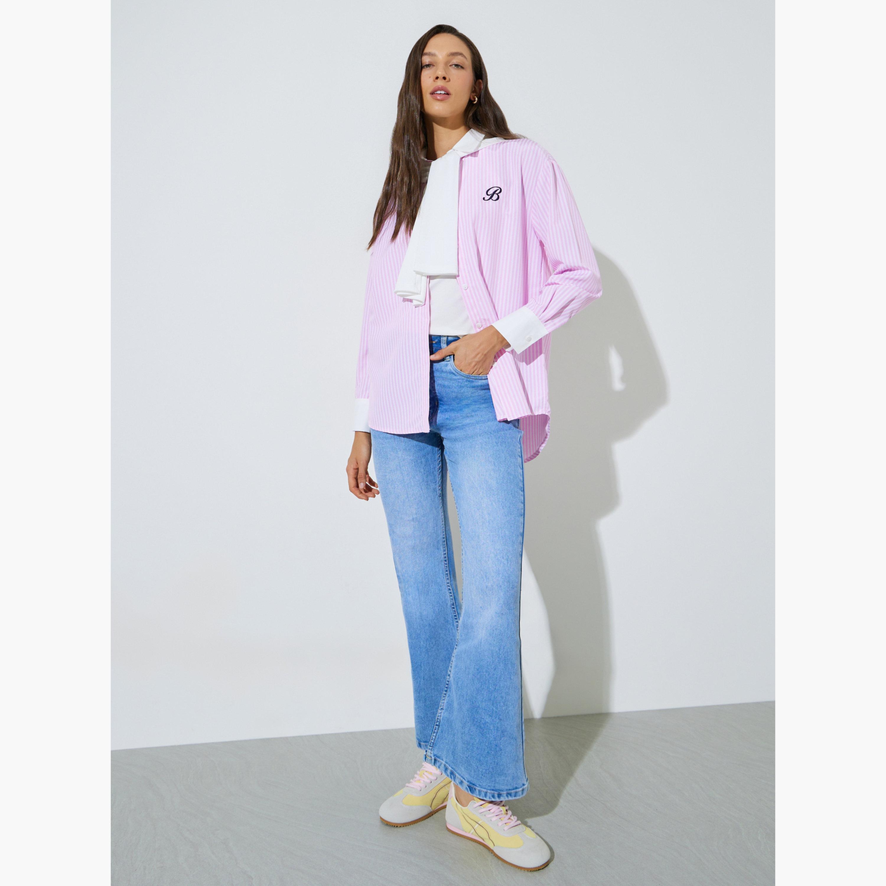 قميص واسع طويل ومخطط-women-clothing-shirtsandblouses-shirts-image-2