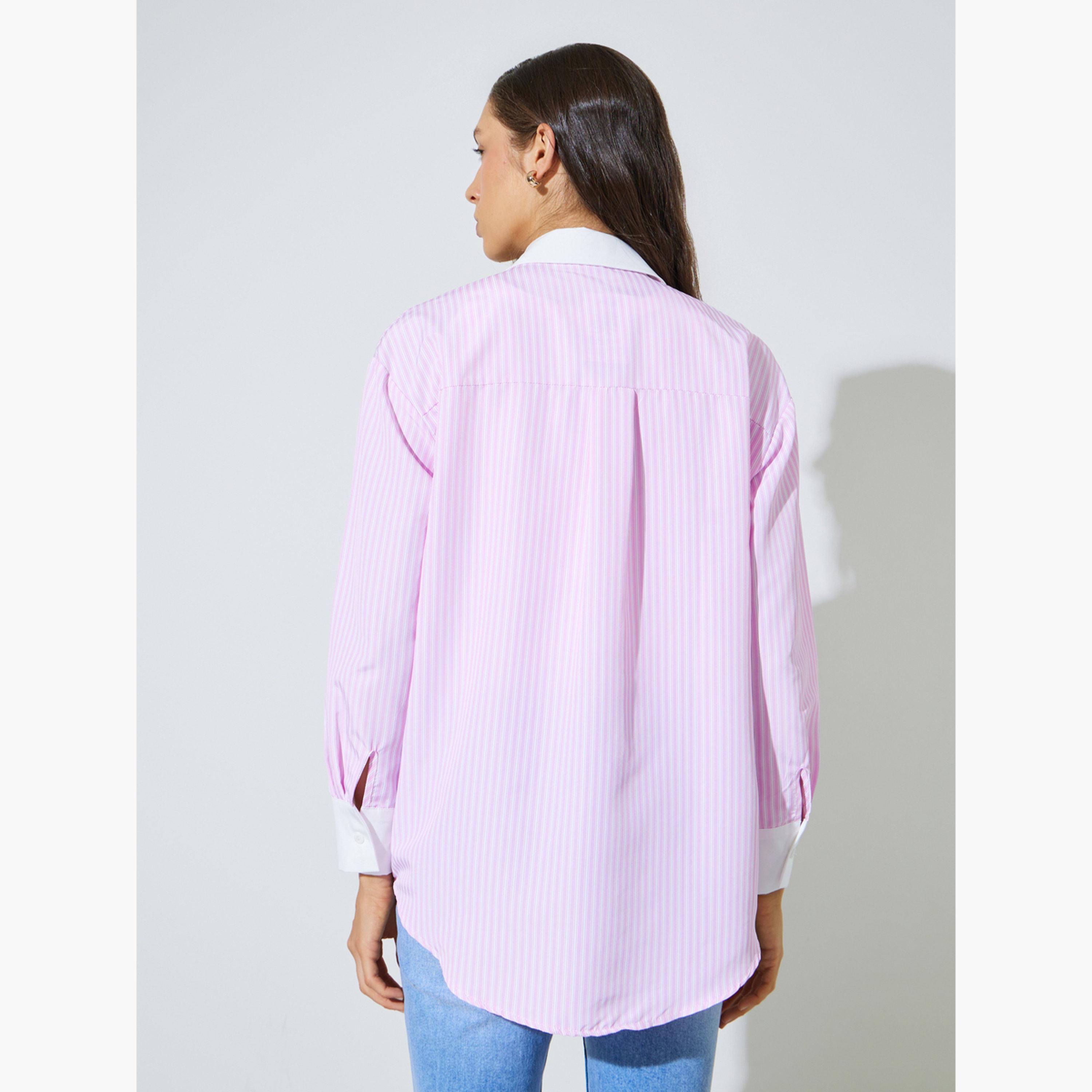قميص واسع طويل ومخطط-women-clothing-shirtsandblouses-shirts-image-5