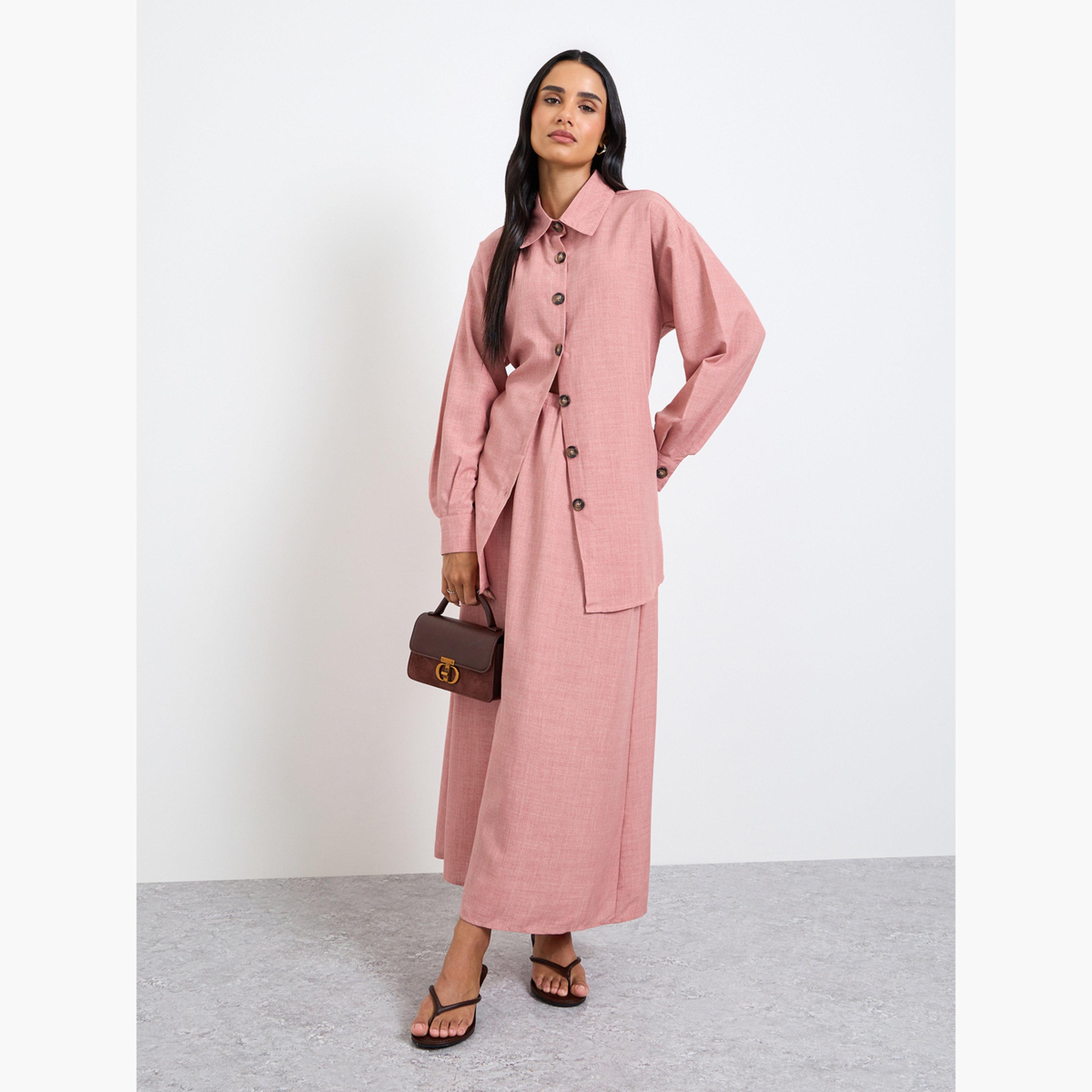 طقم منسق من تنورة وبلوزة طويلة-women-clothing-coordsets-image-1