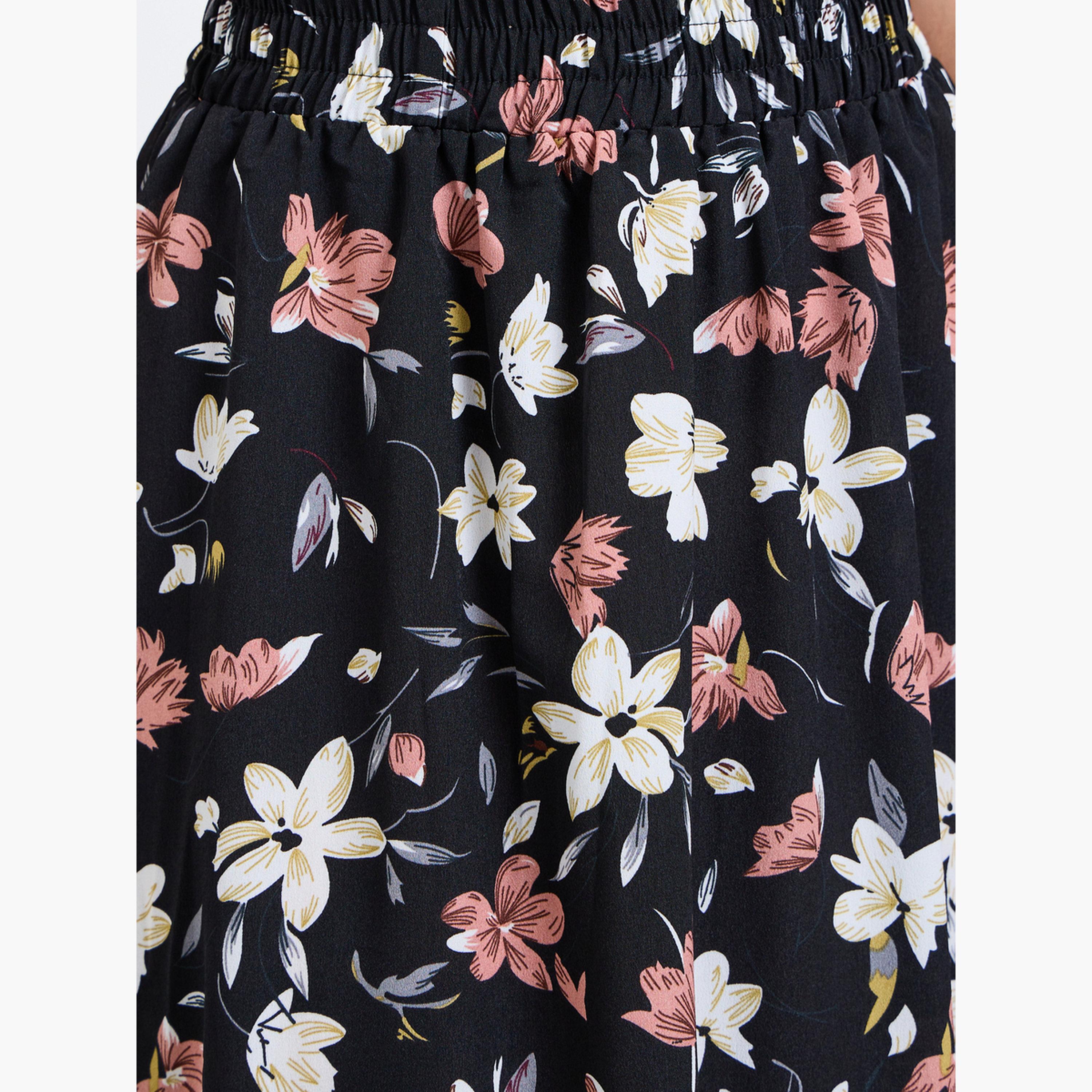 تنورة ميدي بحافة واسعة وطبعة زهور-women-clothing-skirts-image-3