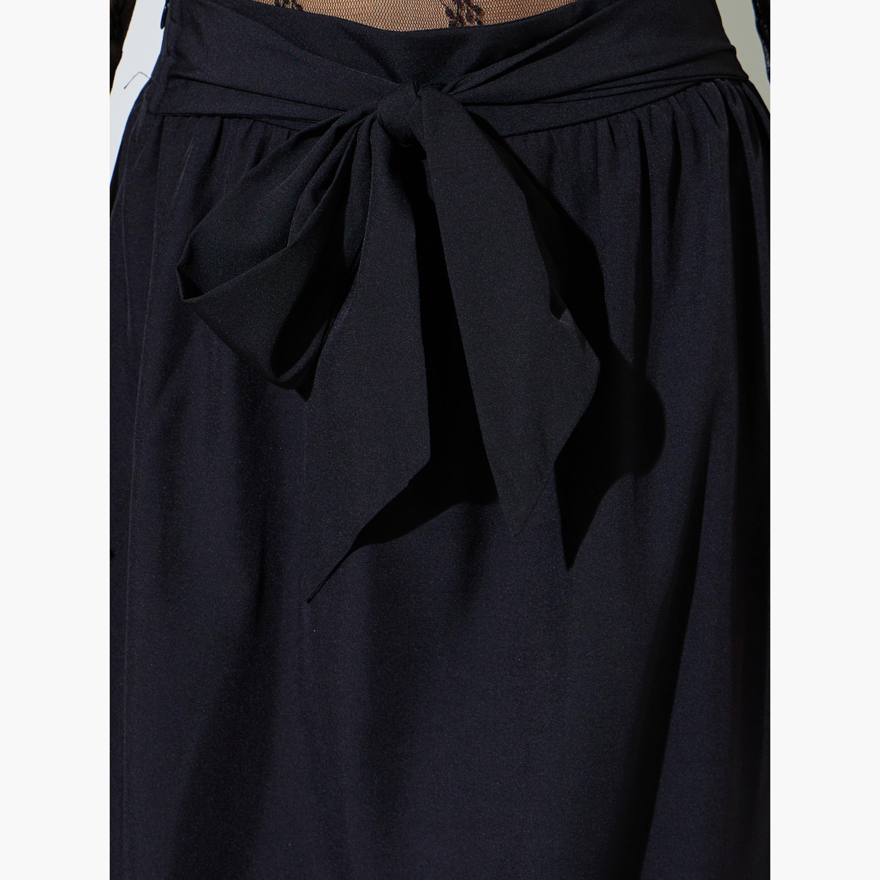 Take Two Black Tie-Waist Maxi Skirt with Side Slit-women-clothing-skirts-image-4