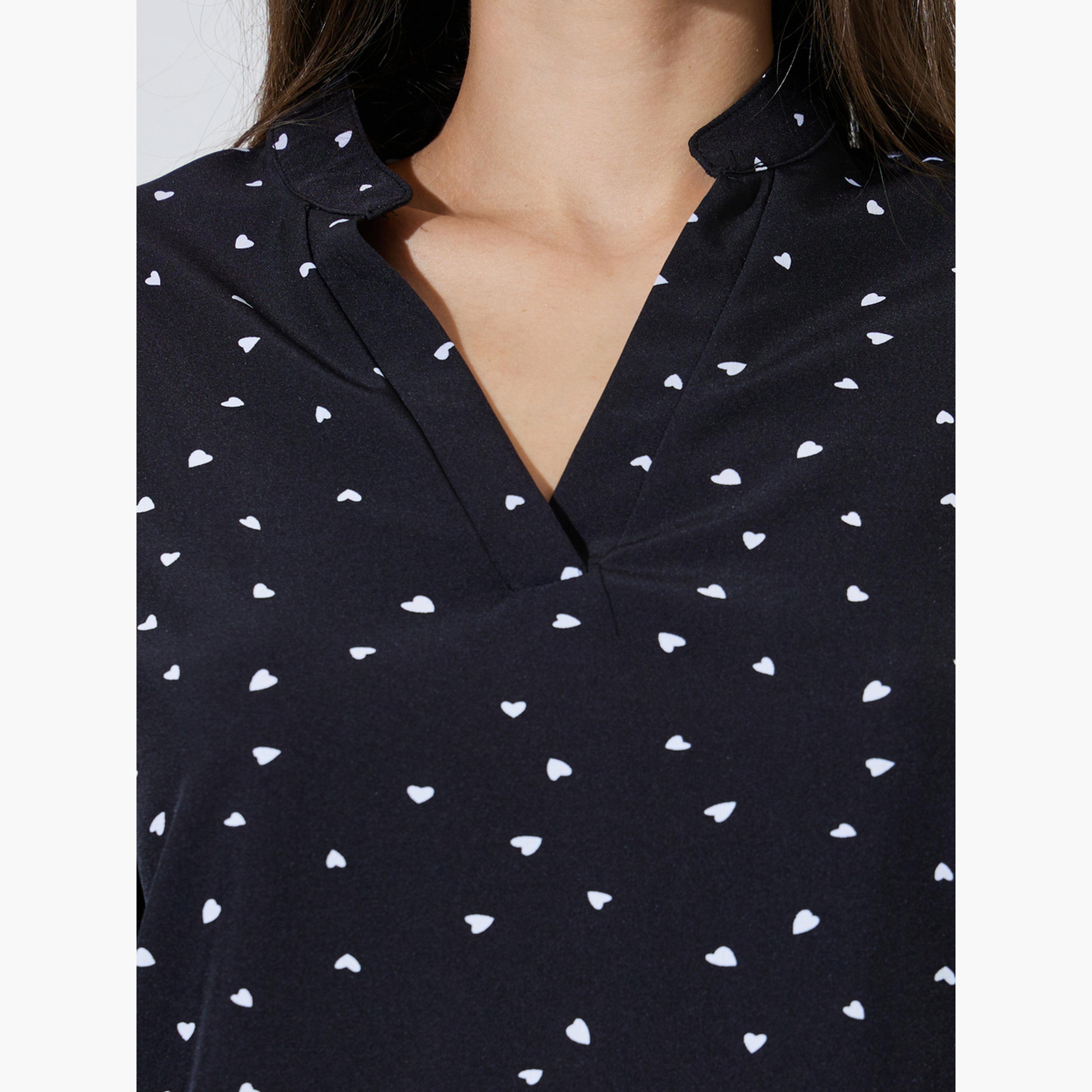 Take Two Black Long Sleeve Heart Print Top-women-clothing-shirtsandblouses-blouses-image-5
