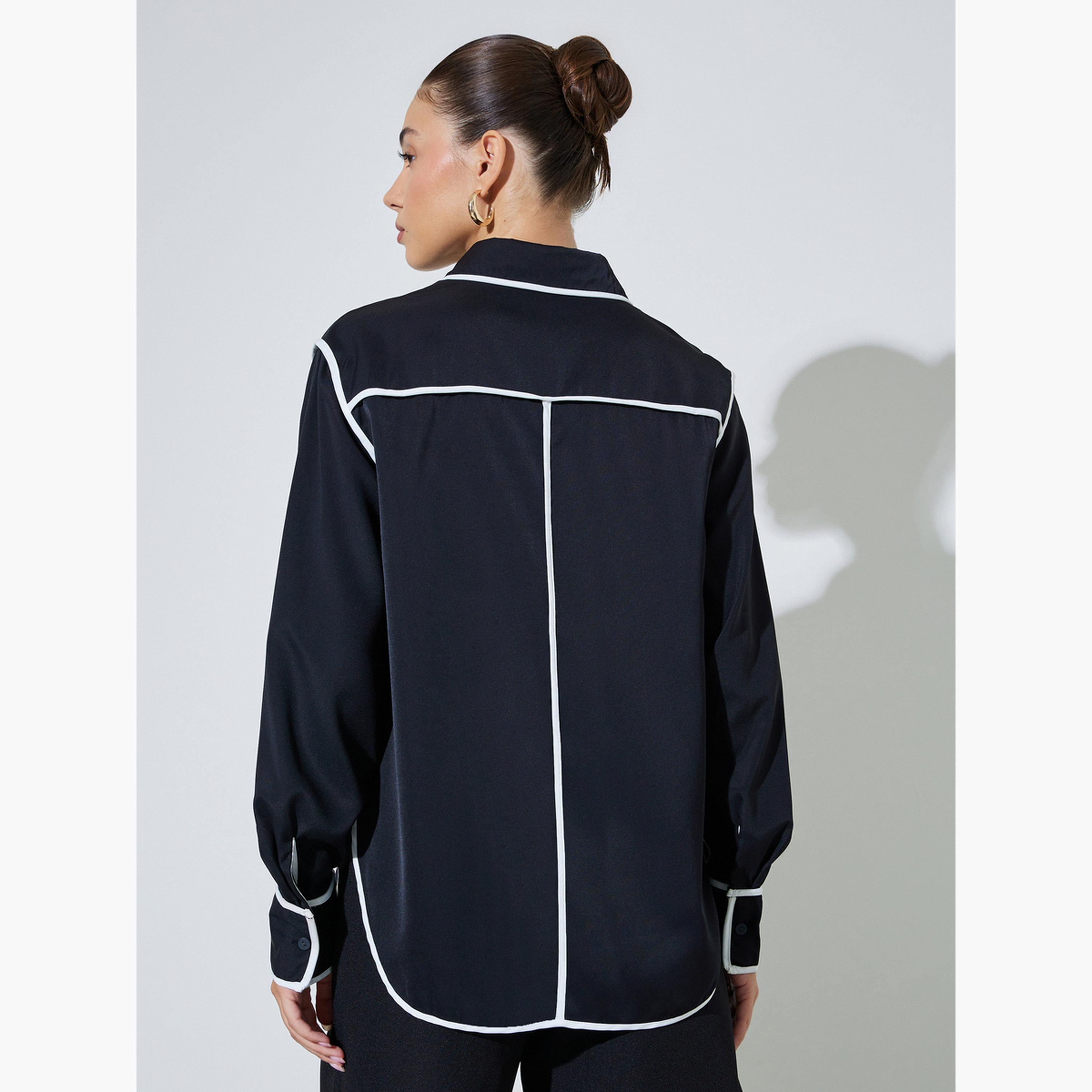 قميص بأكمام طويلة وحواف بلون متباين-women-clothing-shirtsandblouses-shirts-image-2