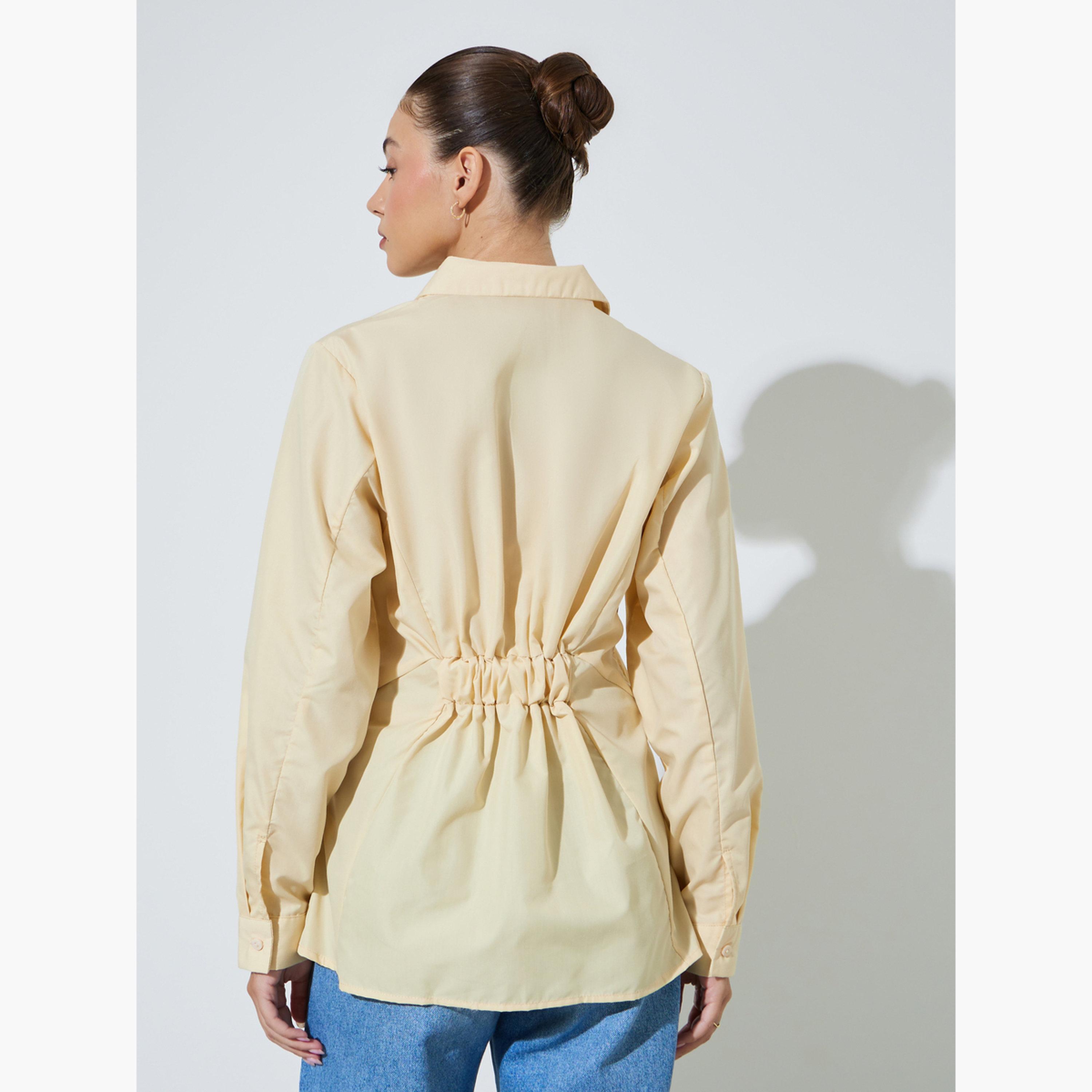 بلوزة واسعة بتفاصيل مزمومة وأكمام طويلة-women-clothing-shirtsandblouses-shirts-image-3