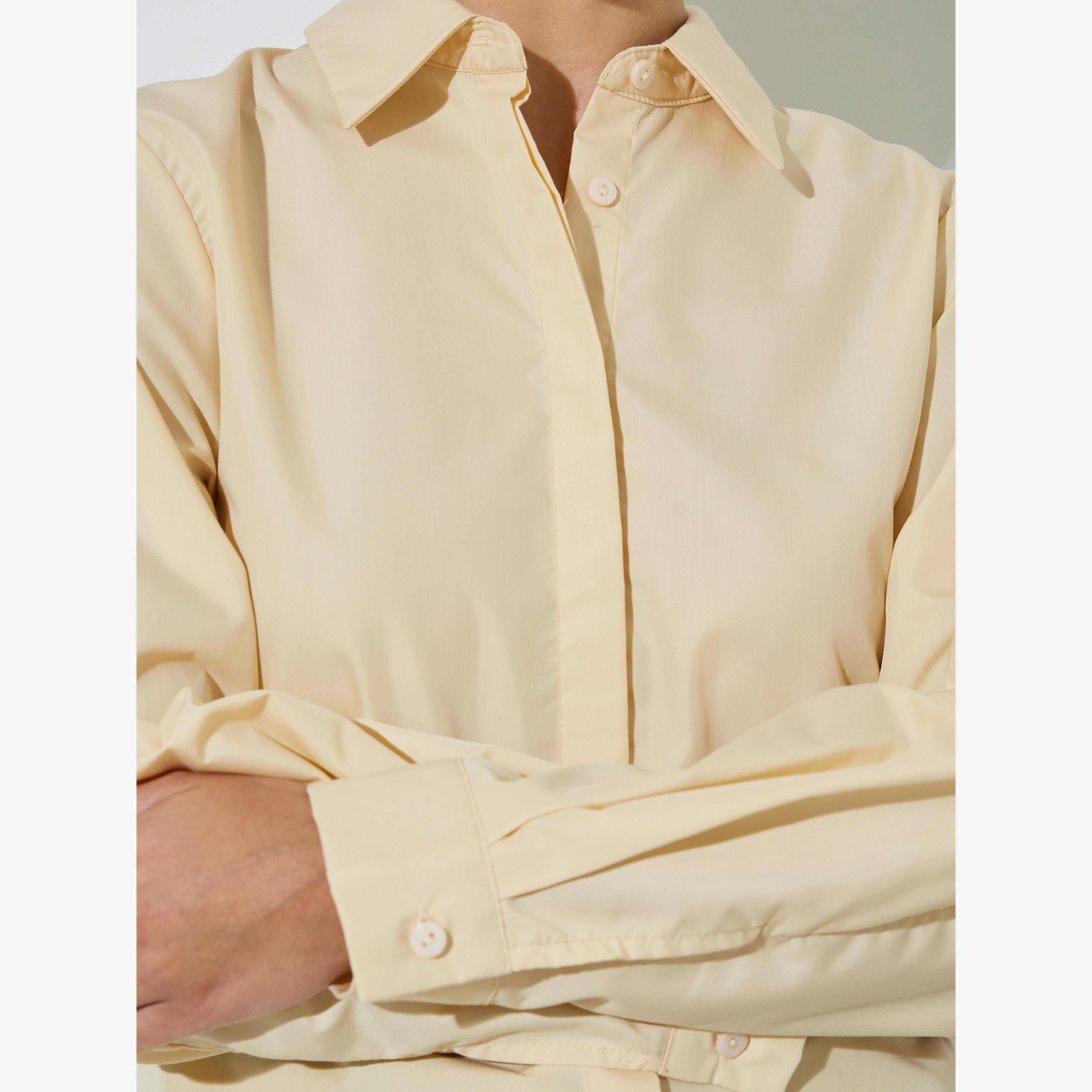 بلوزة واسعة بتفاصيل مزمومة وأكمام طويلة-women-clothing-shirtsandblouses-shirts-image-5