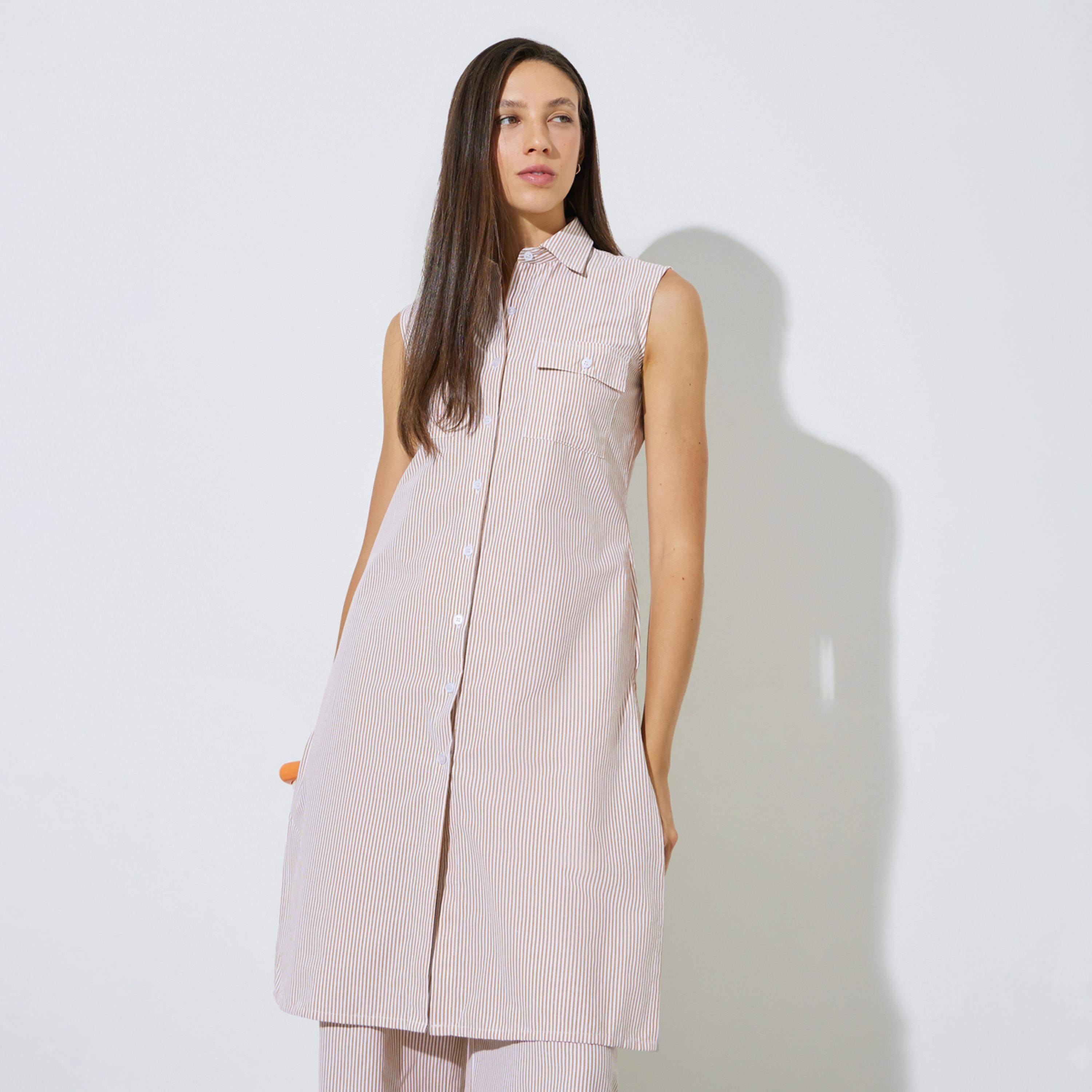 بلوزة طويلة مخططة بلا أكمام-women-clothing-shirtsandblouses-blouses-image-1