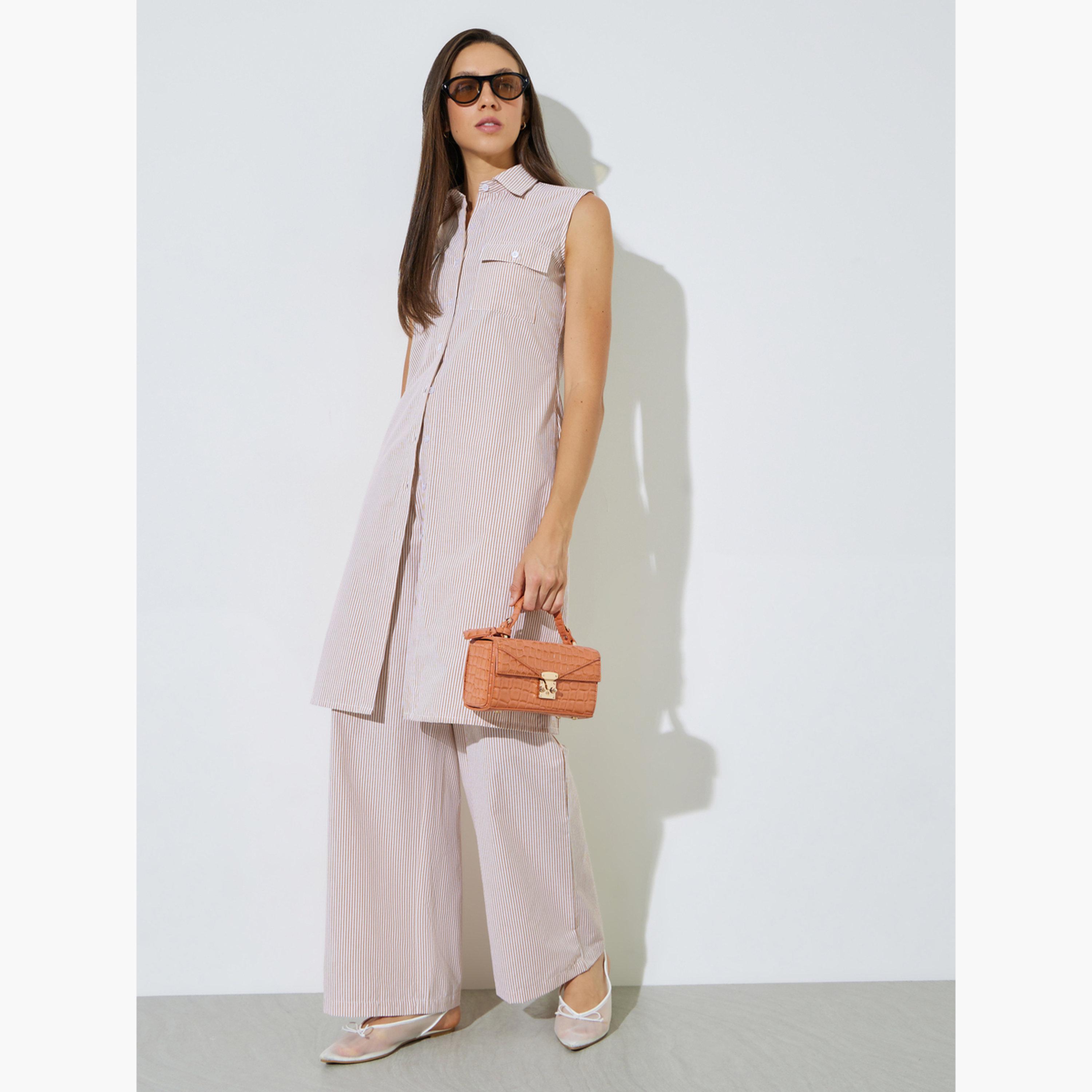 بلوزة طويلة مخططة بلا أكمام-women-clothing-shirtsandblouses-blouses-image-2