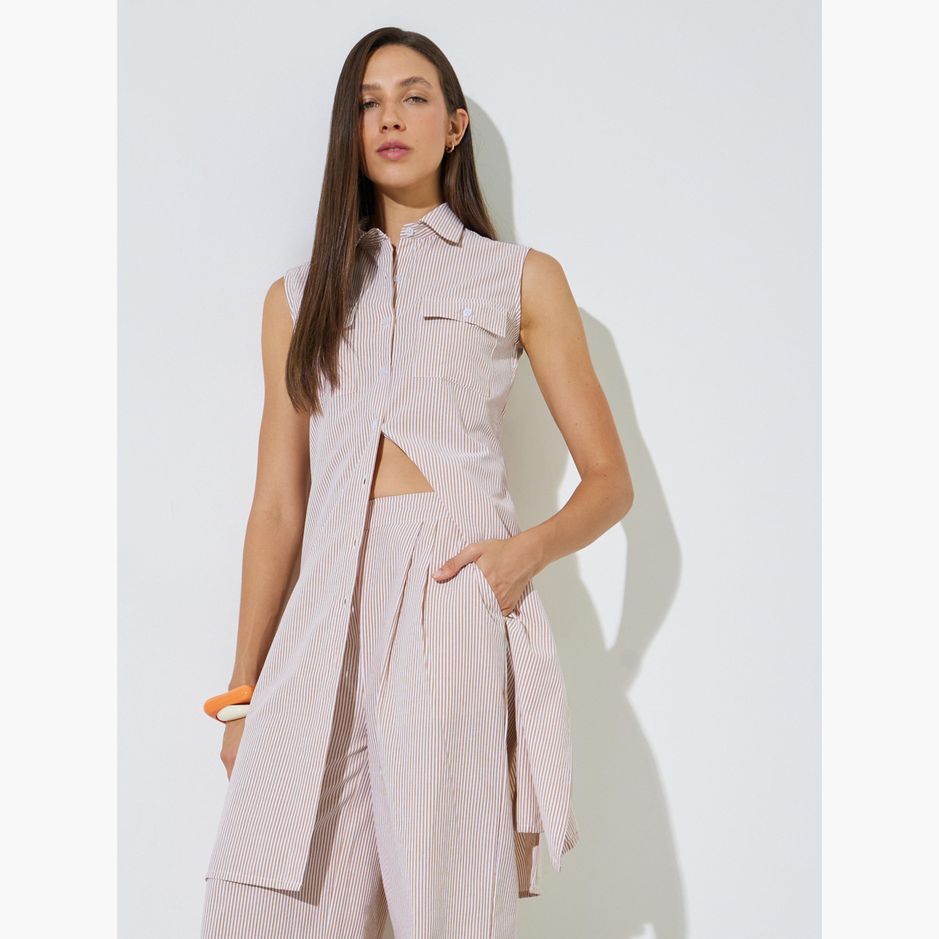 بلوزة طويلة مخططة بلا أكمام-women-clothing-shirtsandblouses-blouses-image-3