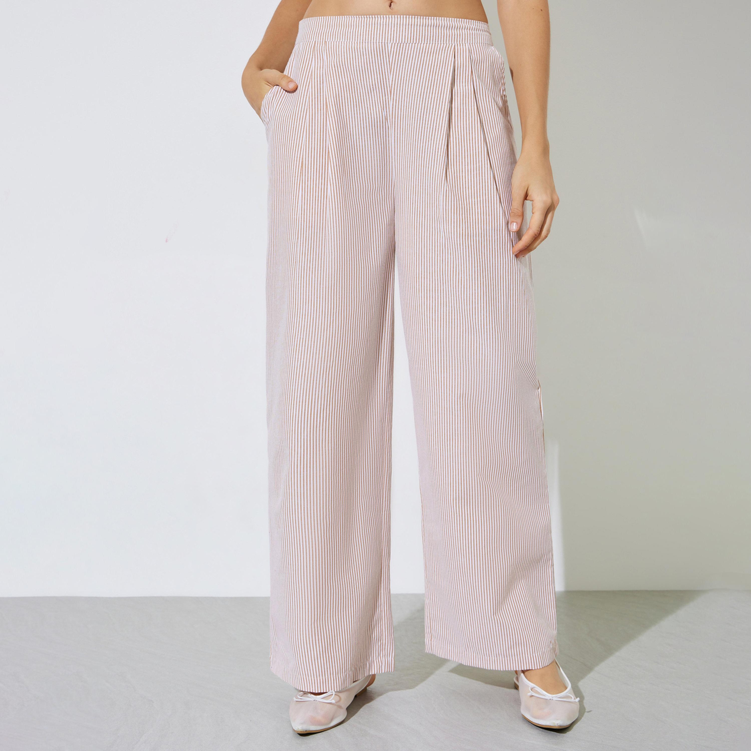 بنطال مخطط بأرجل واسعة-women-clothing-bottoms-joggers-image-1