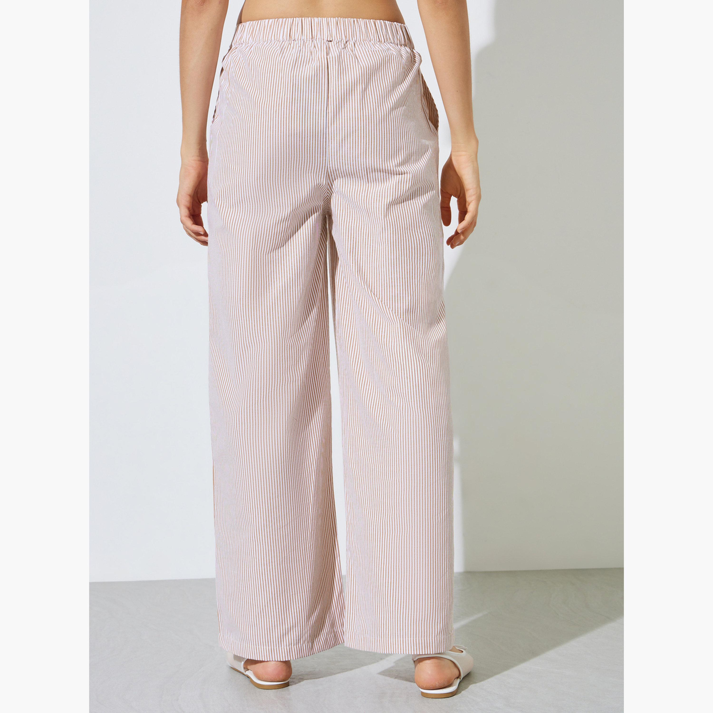 بنطال مخطط بأرجل واسعة-women-clothing-bottoms-joggers-image-4