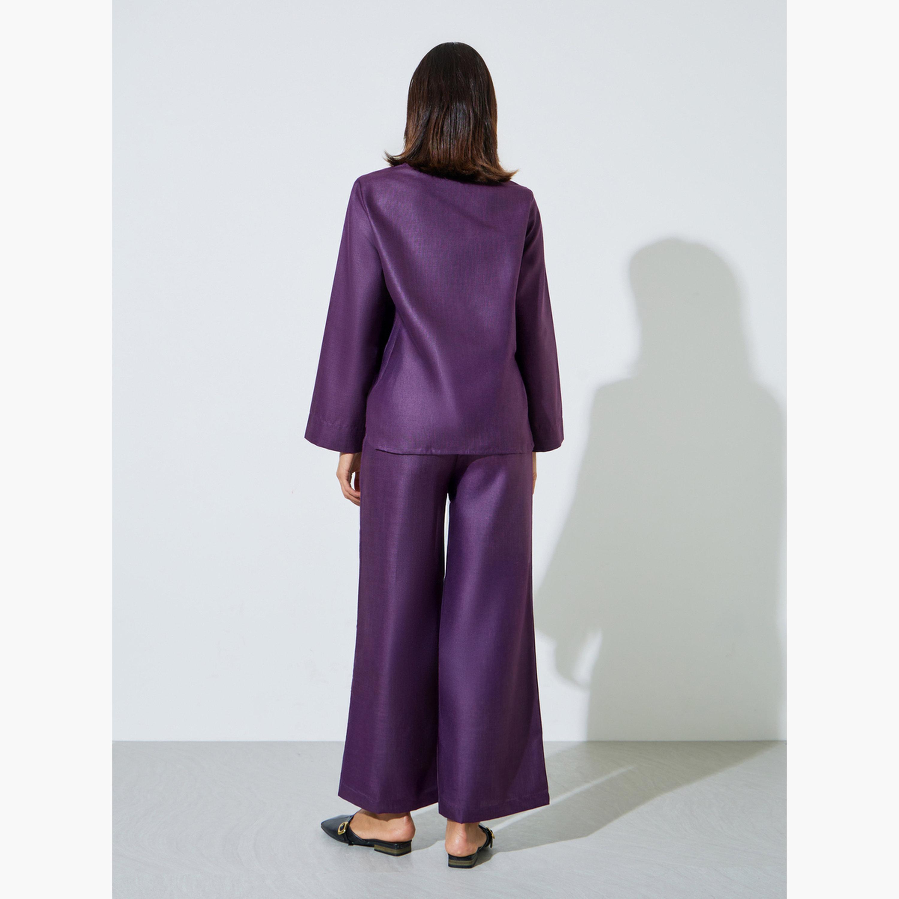 Amirah X Styli Purple Solid V-Neck Top and Wide Leg Pants Set-women-arabicclothing-sets-image-3