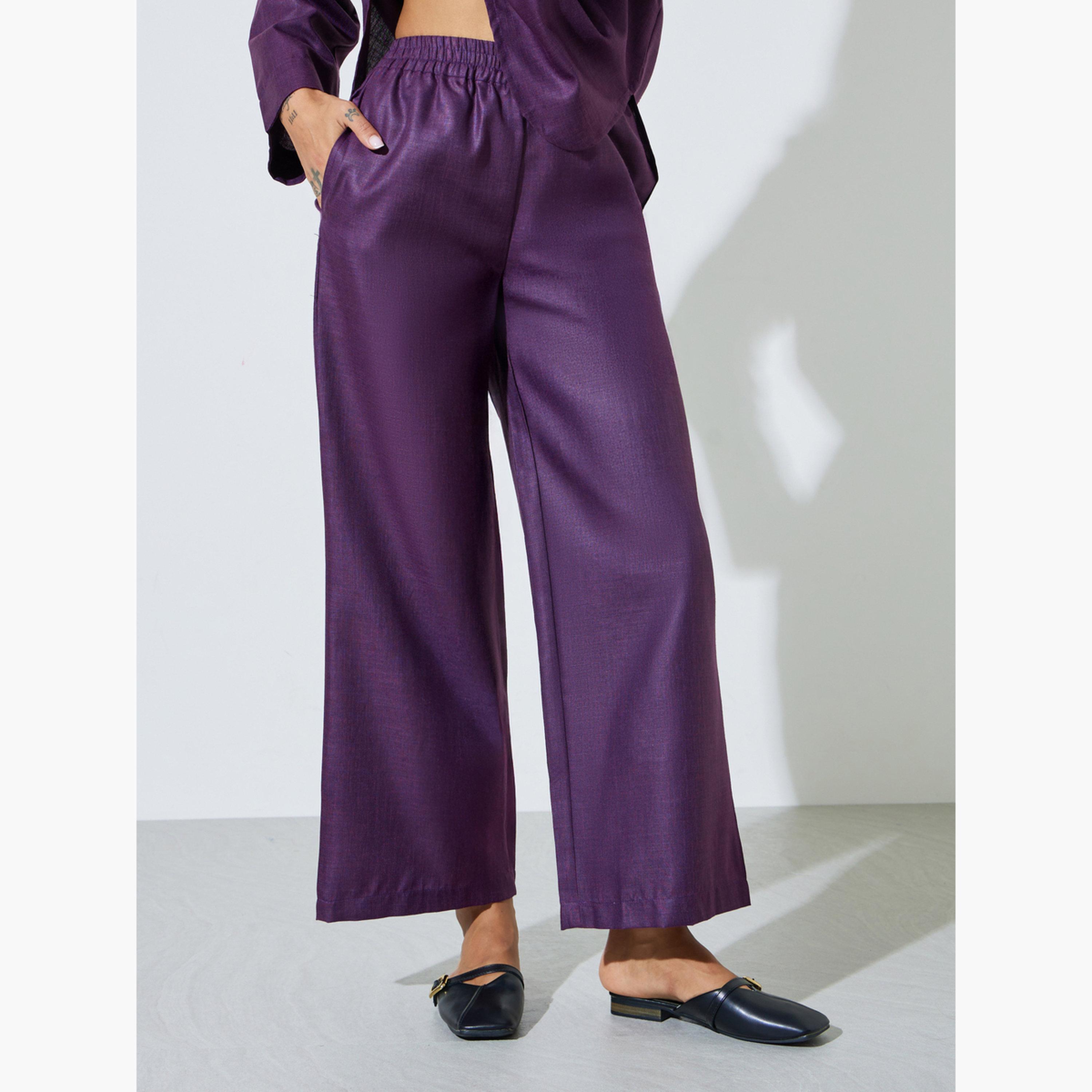 Amirah X Styli Purple Solid V-Neck Top and Wide Leg Pants Set-women-arabicclothing-sets-image-4