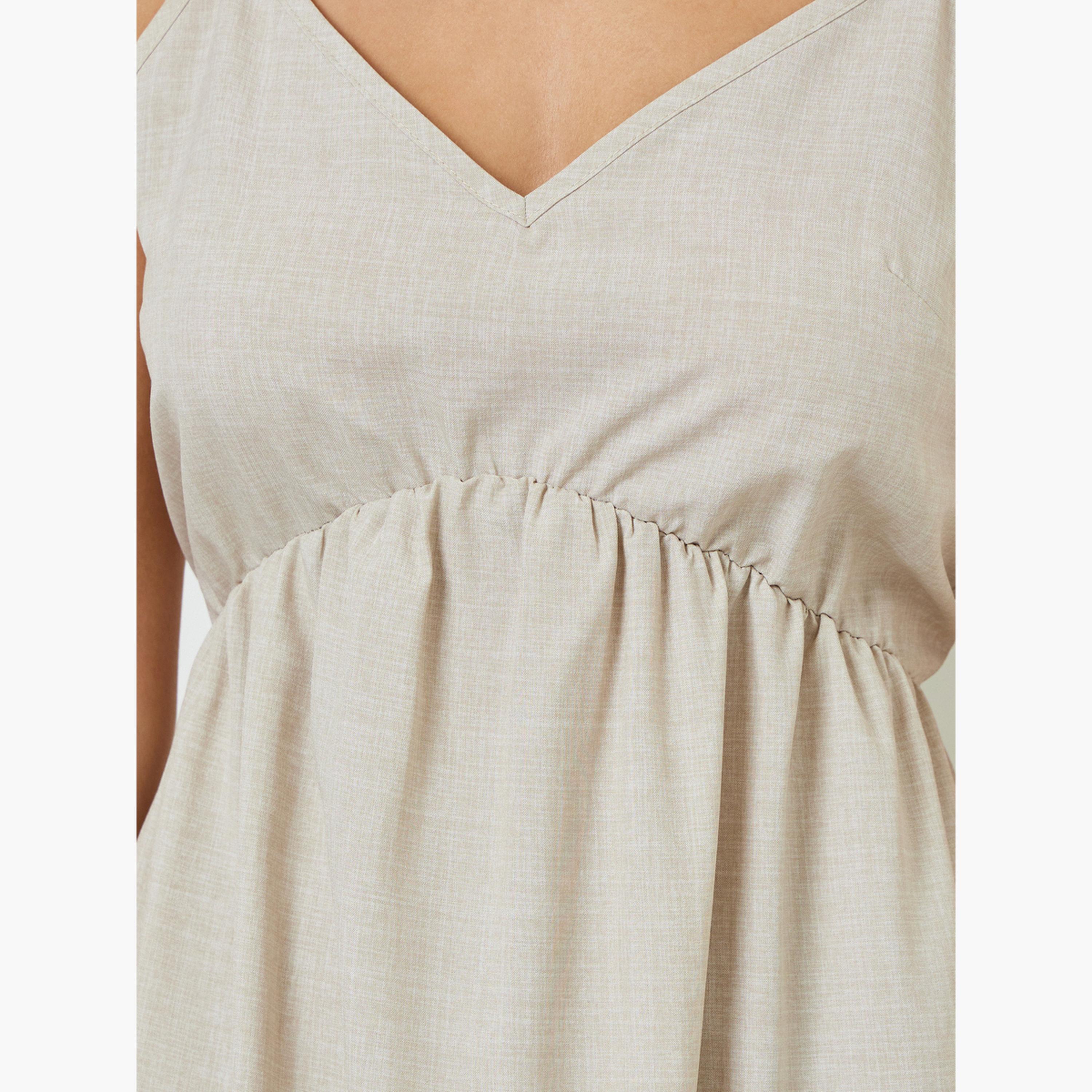 Take Two Beige Solid Strappy A-Line Midi Dress-women-clothing-dresses-image-5