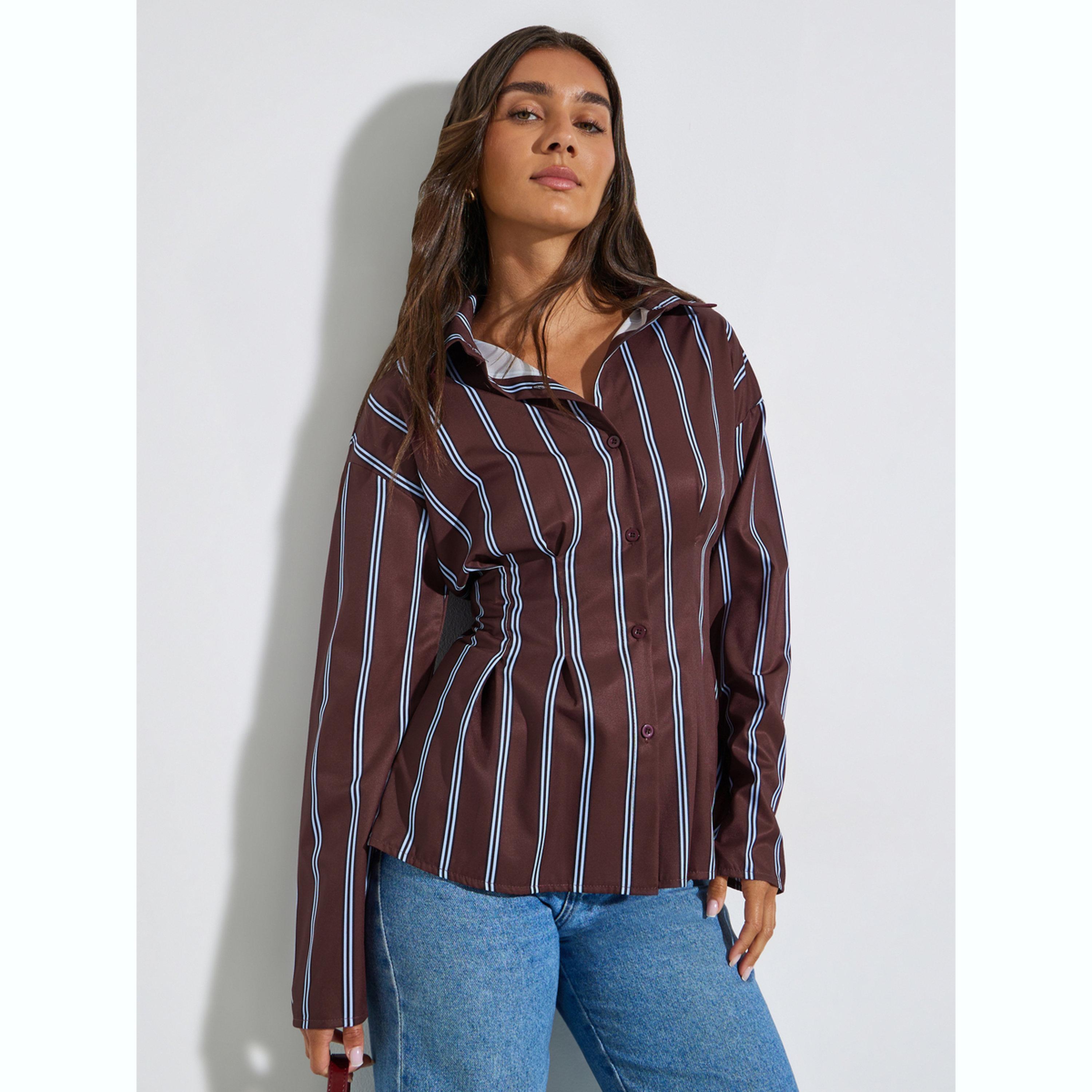 بلوزة مخططة بأكمام طويلة-women-clothing-shirtsandblouses-blouses-image-1