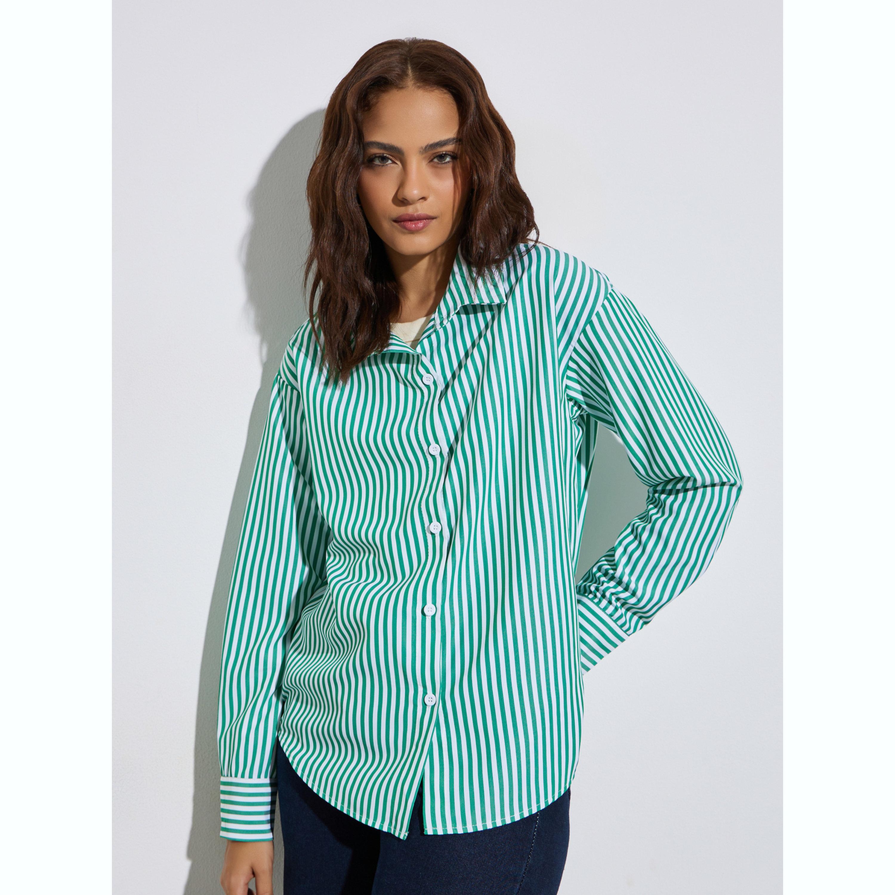 بلوزة كاجوال مخططة بقصة مريحة-women-clothing-shirtsandblouses-shirts-image-1