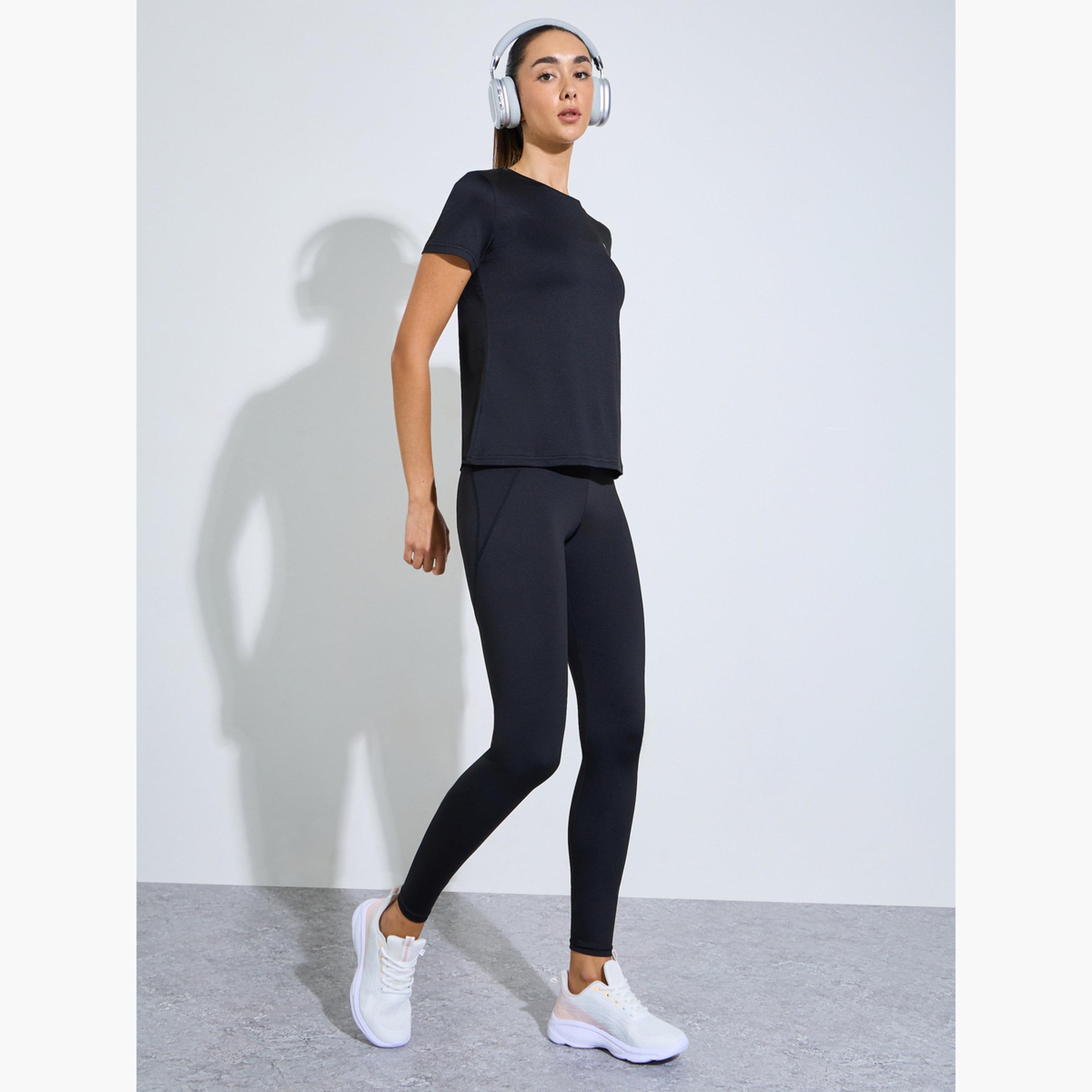 Styli Black Logo Detail Round Neck T-Shirt-sports-women-clothing-tshirtsandvests-image-2