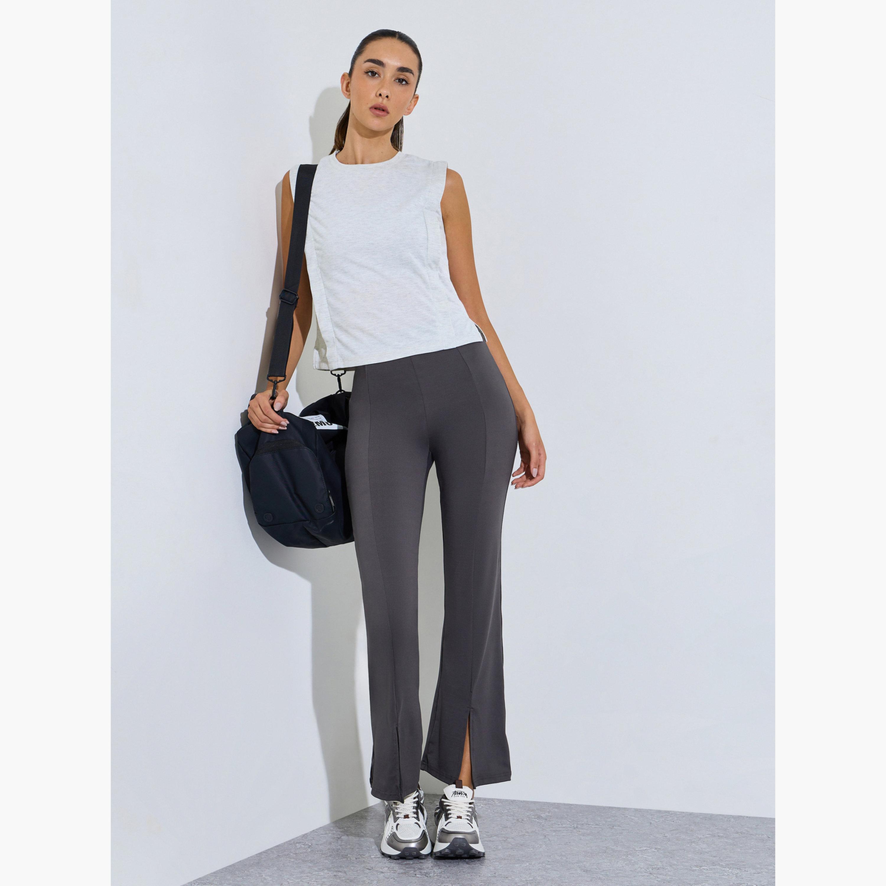 ستايلي - قميص داخلي رمادي سادة برقبة دائرية-sports-women-clothing-tshirtsandvests-image-2