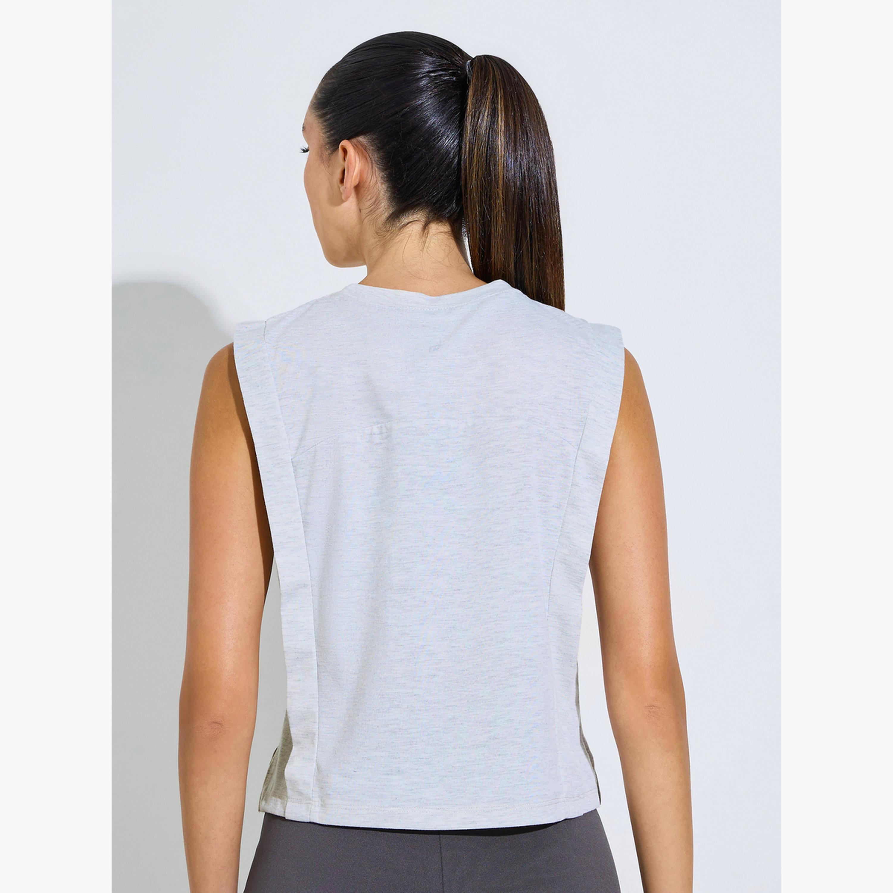 ستايلي - قميص داخلي رمادي سادة برقبة دائرية-sports-women-clothing-tshirtsandvests-image-4