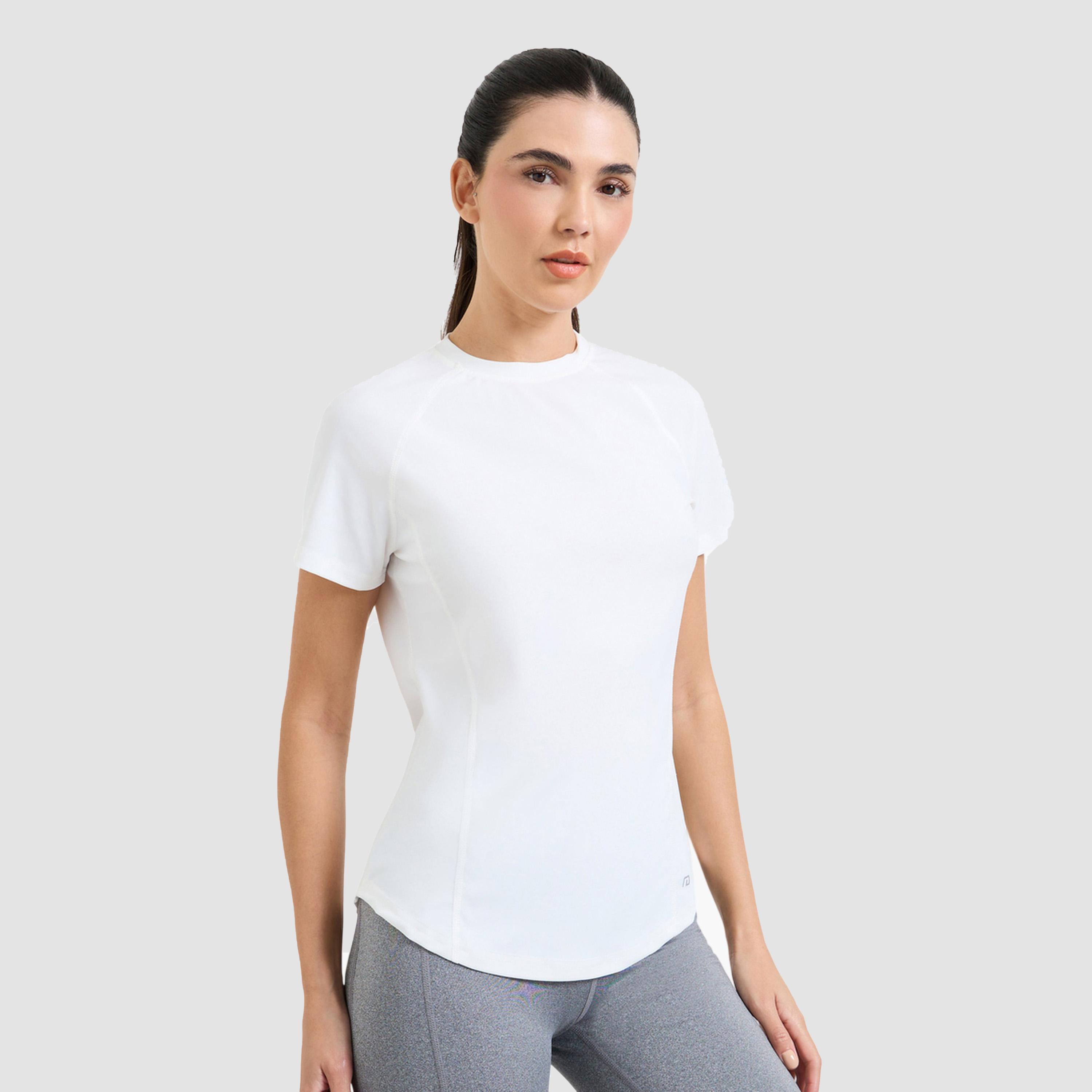 Styli White Back V Shape Mesh Insert and Reflective Stripe Top-sports-women-clothing-tshirtsandvests-image-1