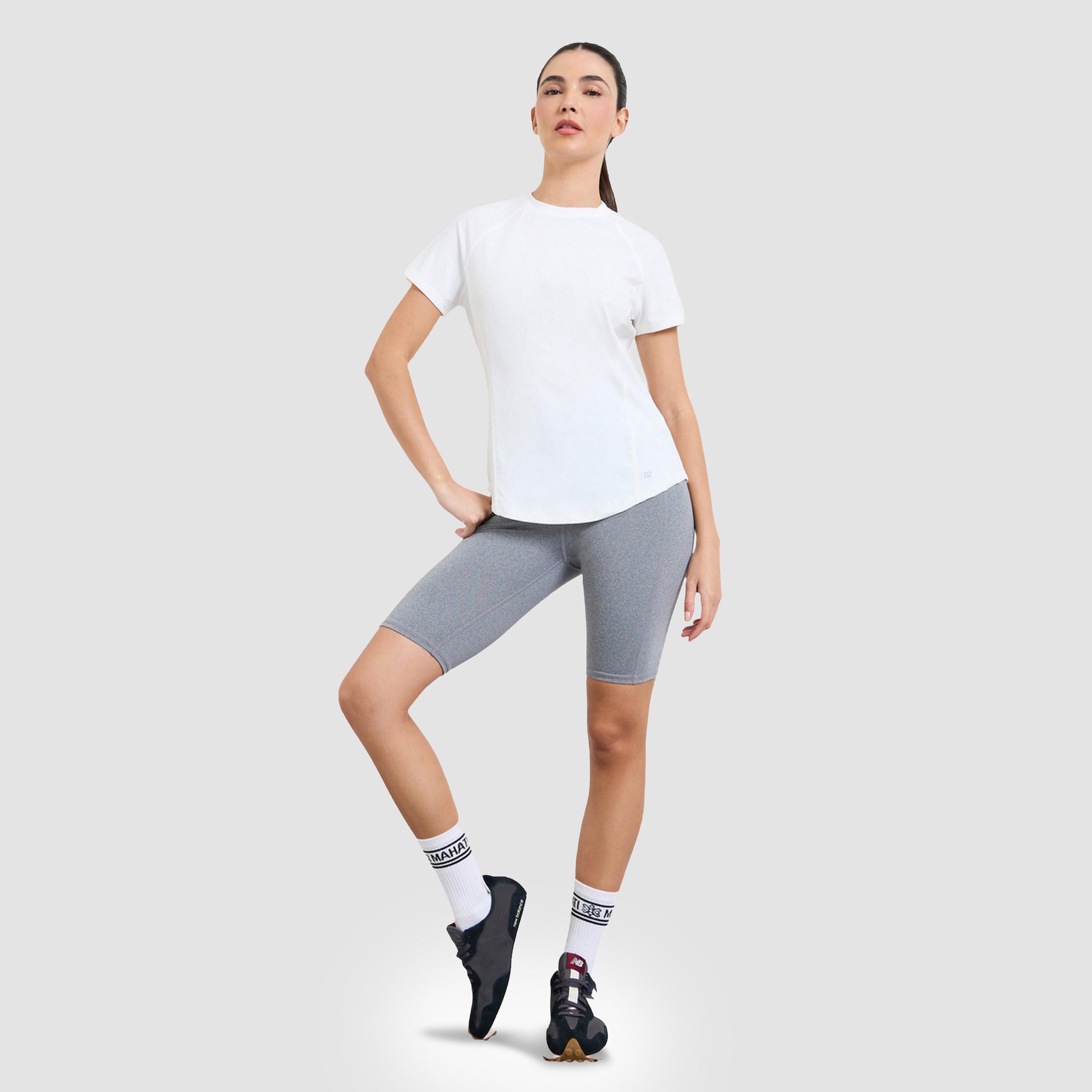 Styli White Back V Shape Mesh Insert and Reflective Stripe Top-sports-women-clothing-tshirtsandvests-image-2