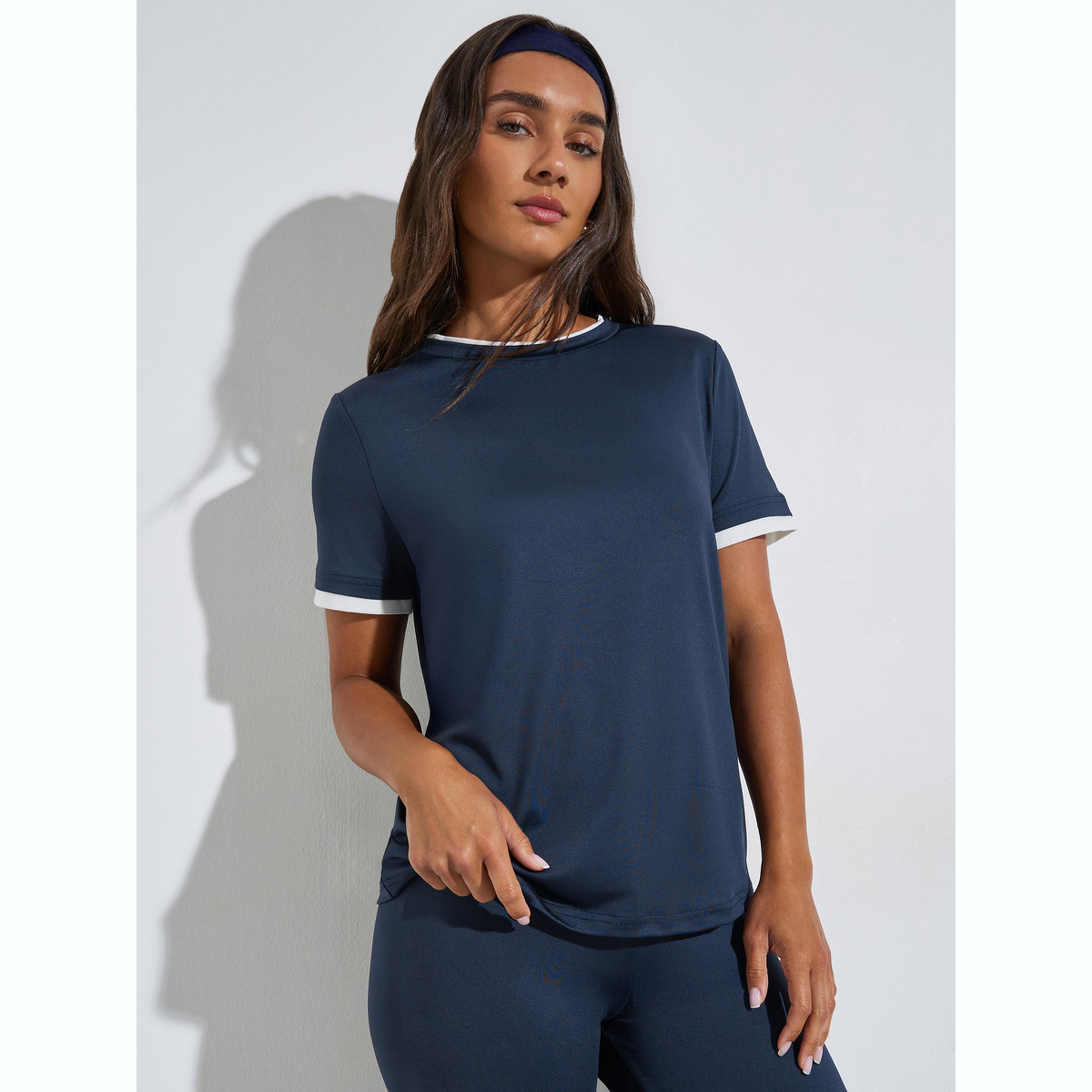 مجموعة من ليقنز بقصة واسعة وخصر متوسط مع تيشيرت بياقة مزدوجة الطبقات-women-clothing-coordsets-image-3