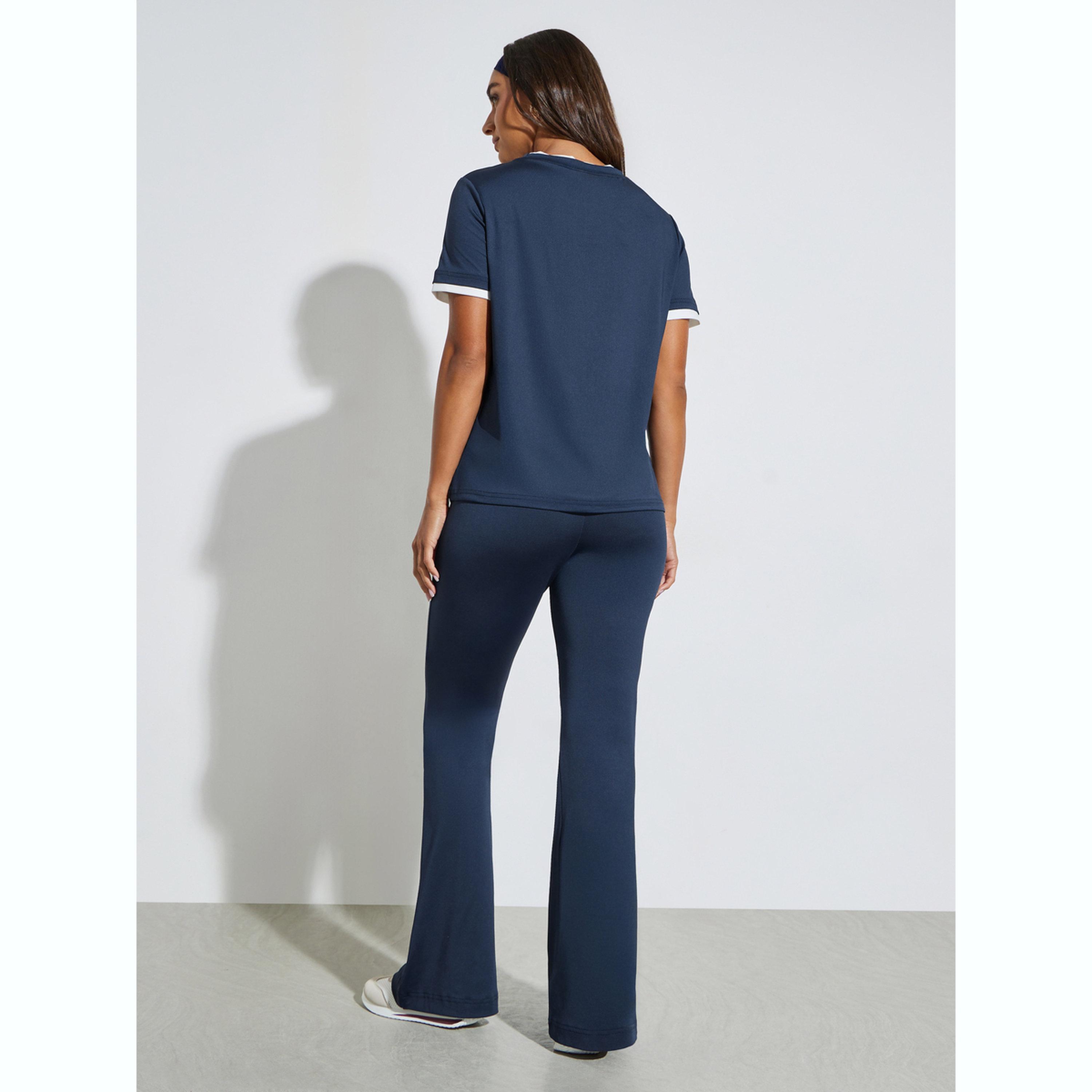 مجموعة من ليقنز بقصة واسعة وخصر متوسط مع تيشيرت بياقة مزدوجة الطبقات-women-clothing-coordsets-image-4