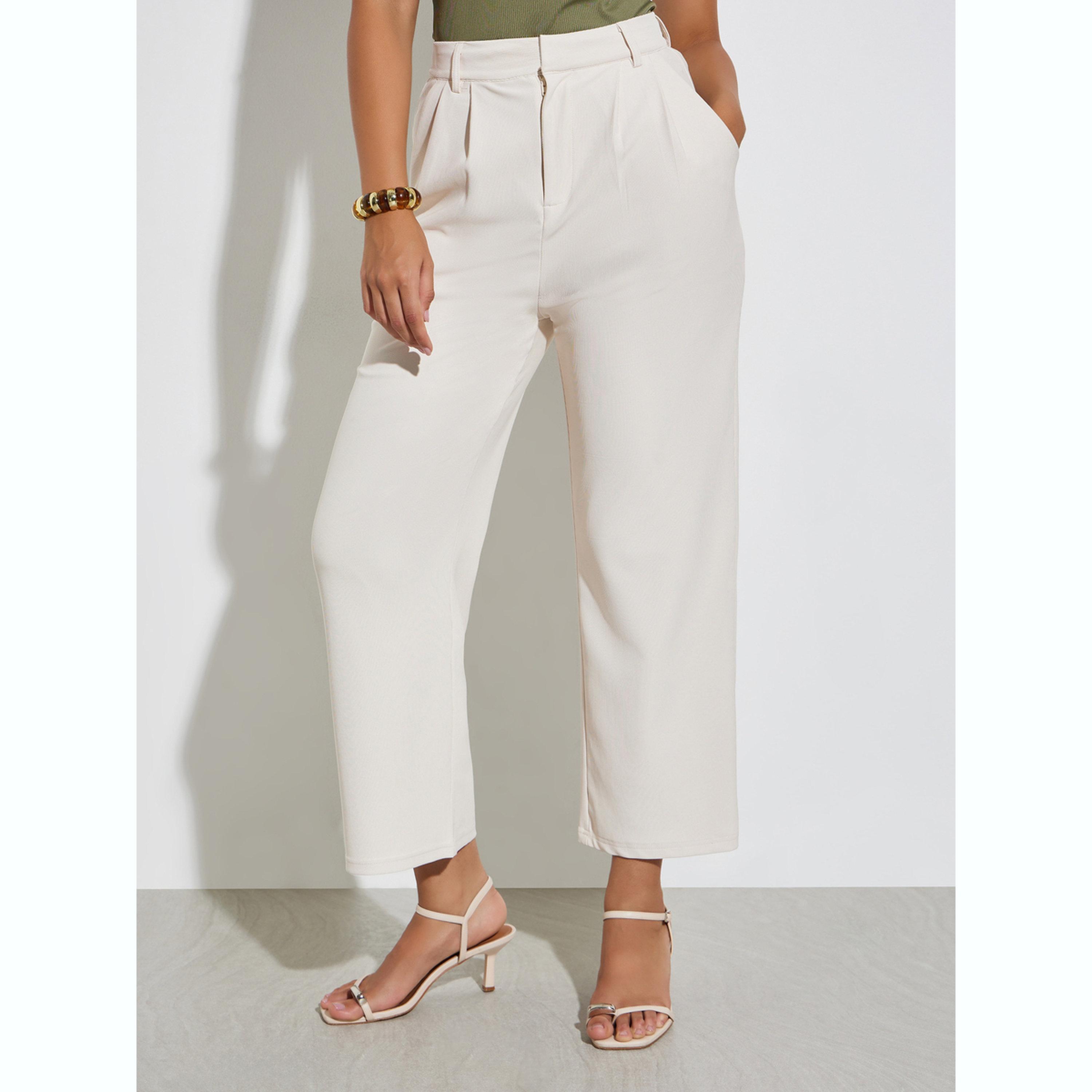 بنطال كاجوال سادة بأرجل مستقيمة-women-clothing-bottoms-trousers-image-1
