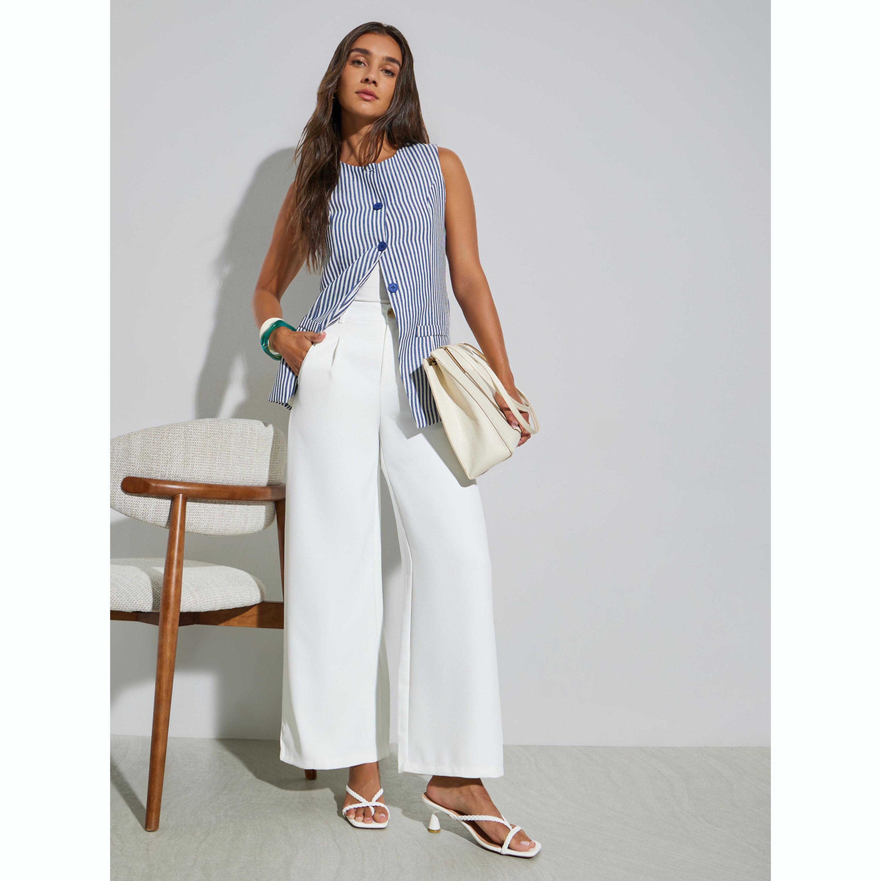 بنطال بأرجل واسعة مع جيوب جانبية-women-clothing-bottoms-trousers-image-2