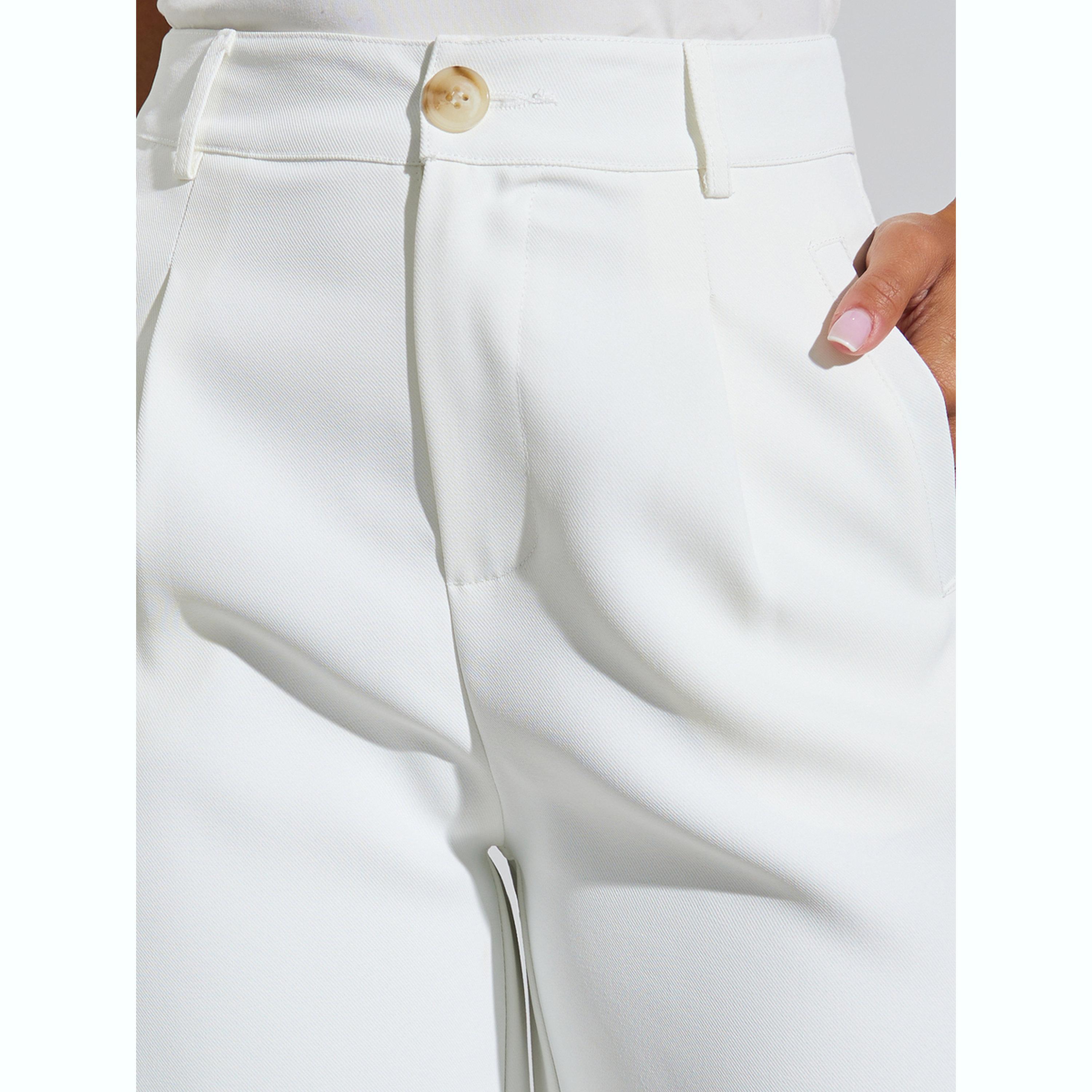 Styli White Wide Leg Pants with Side Pockets-women-clothing-bottoms-trousers-image-3