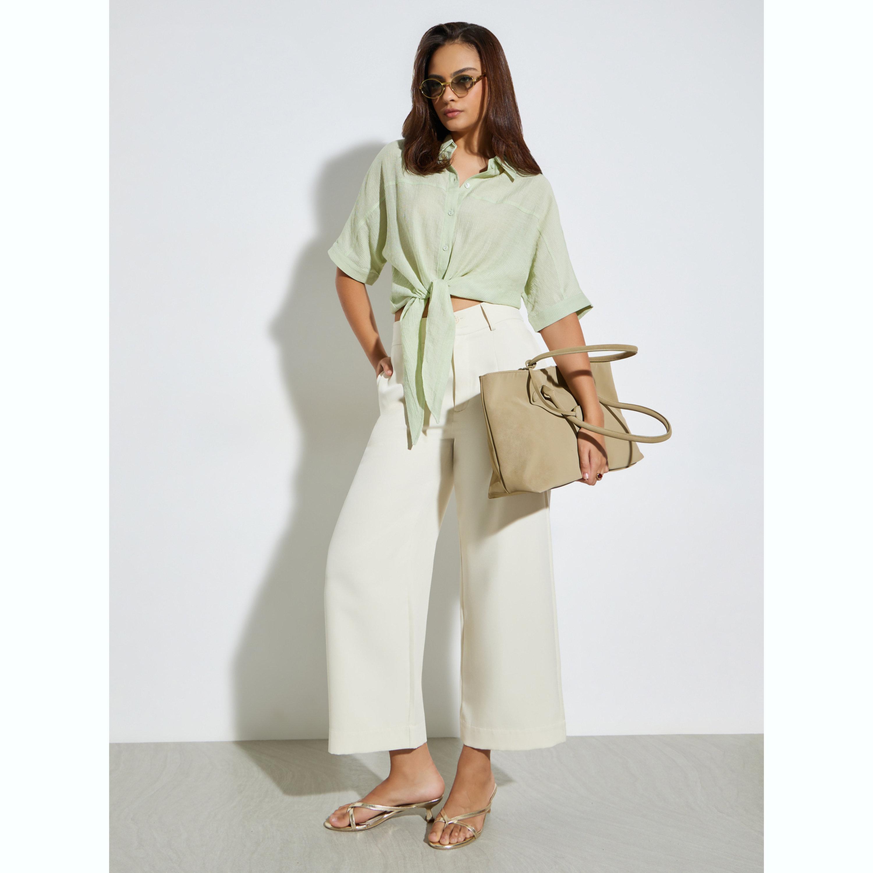 بلوزة بأكمام قصيرة وربطة أمامية-women-clothing-shirtsandblouses-blouses-image-2