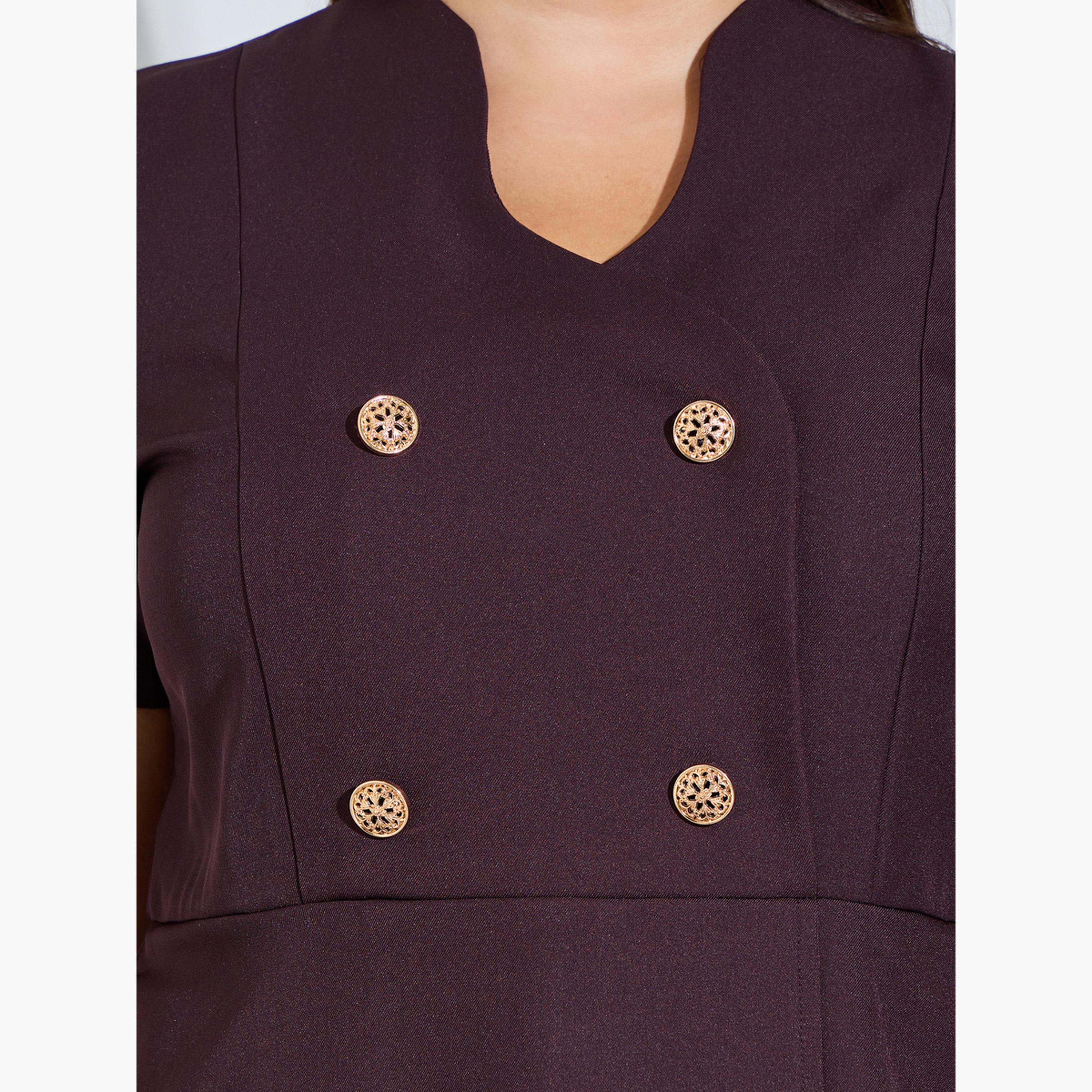 Styli Plus Size Purple Double Breasted Detail A-Line Maxi Dress-women-clothing-dresses-image-5