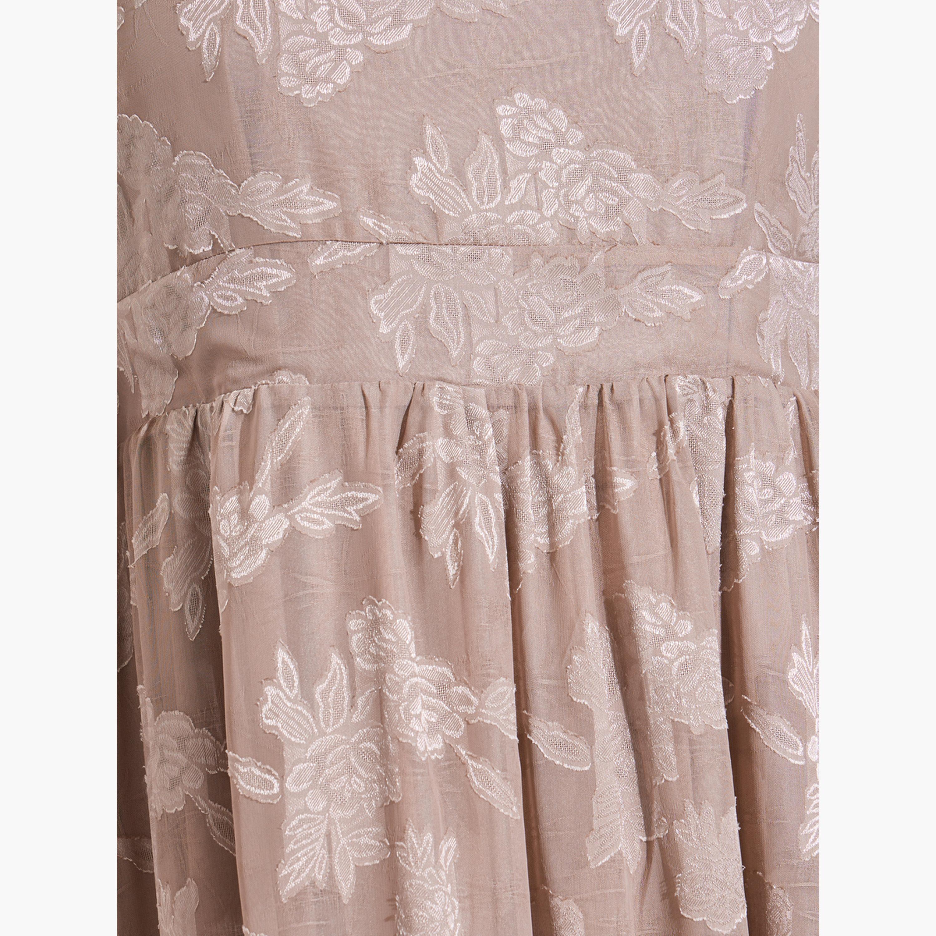 Styli Plus Size Beige Floral Print Jacquard A-Line Maxi Dress-women-clothing-dresses-image-5